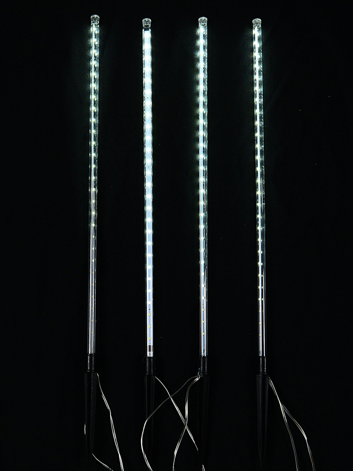 4x LED Christmas Meteor Strobe Path Lights - Cool White Garden Stakes | 50cm