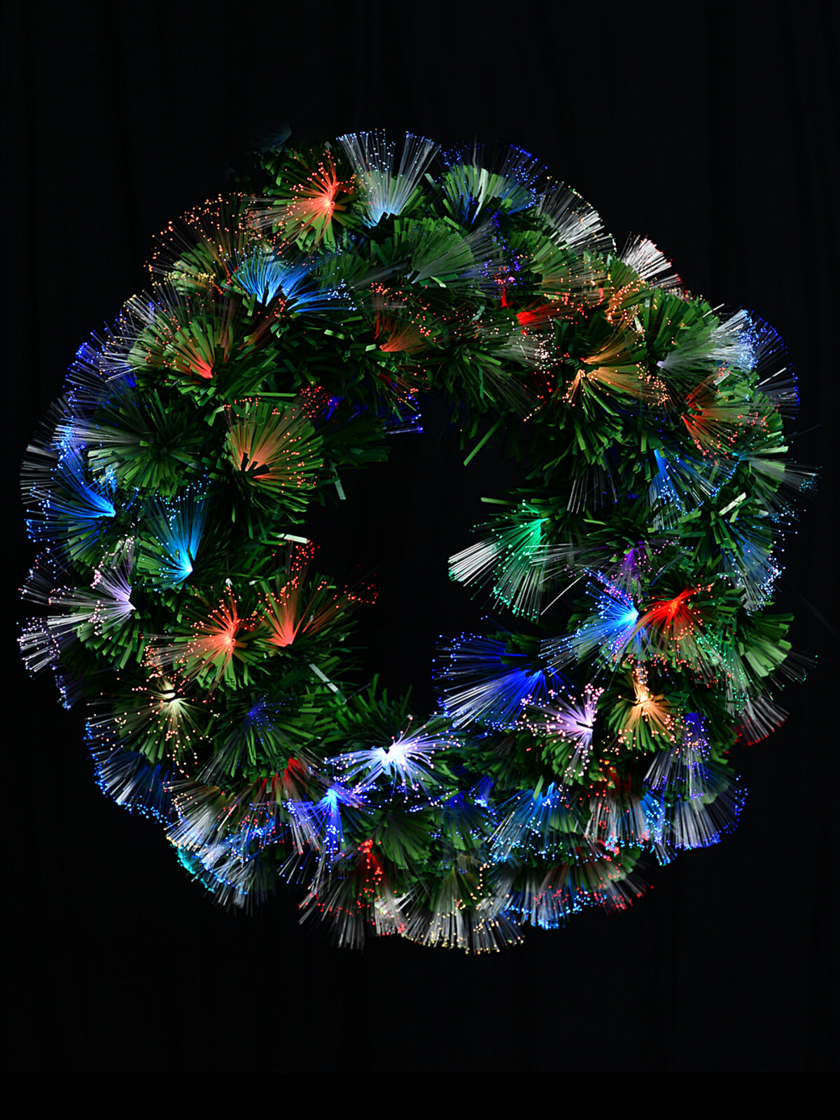 60cm Kaleidoscope Multi Colour LED Fibre Optic Christmas Wreath | 80 Tips