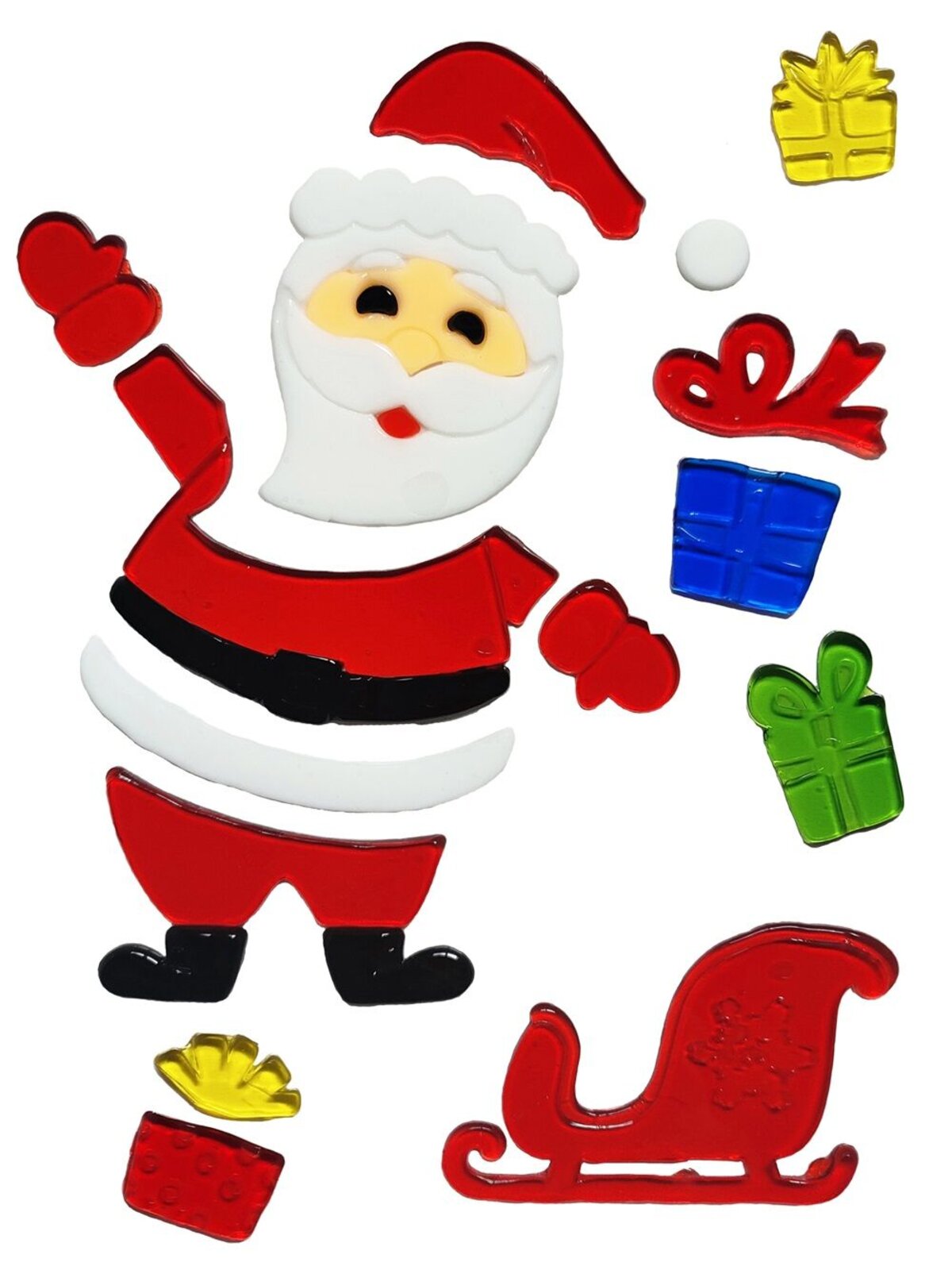 20cm Santa With Christmas Presents & Sleigh Gel Window Cling