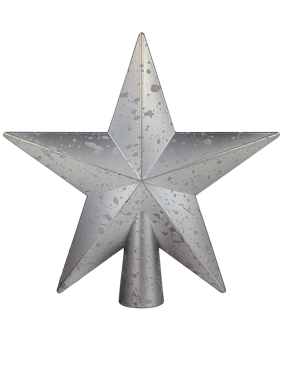 20cm Silver Christmas Star With Splatter & Glitter Pattern Tree Top Decoration