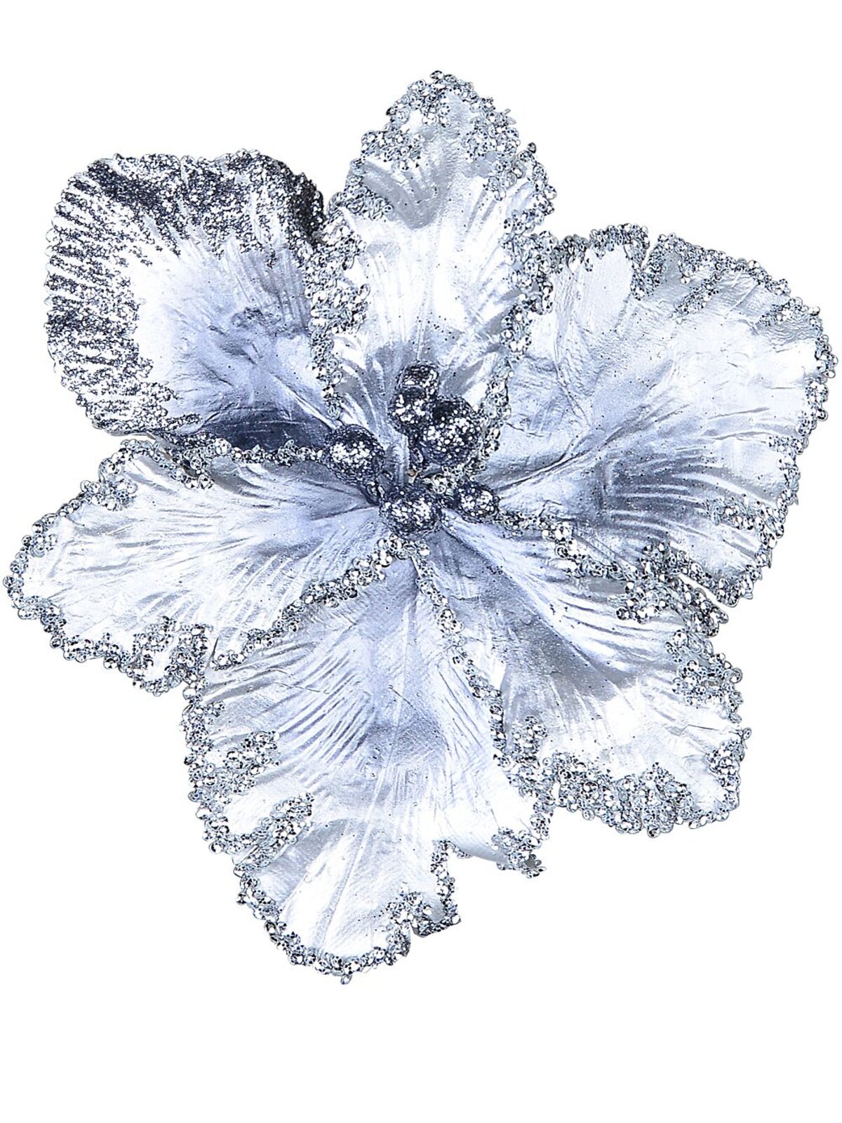 20cm Silver With Sequins Tulip Christmas Tree Clip Pick