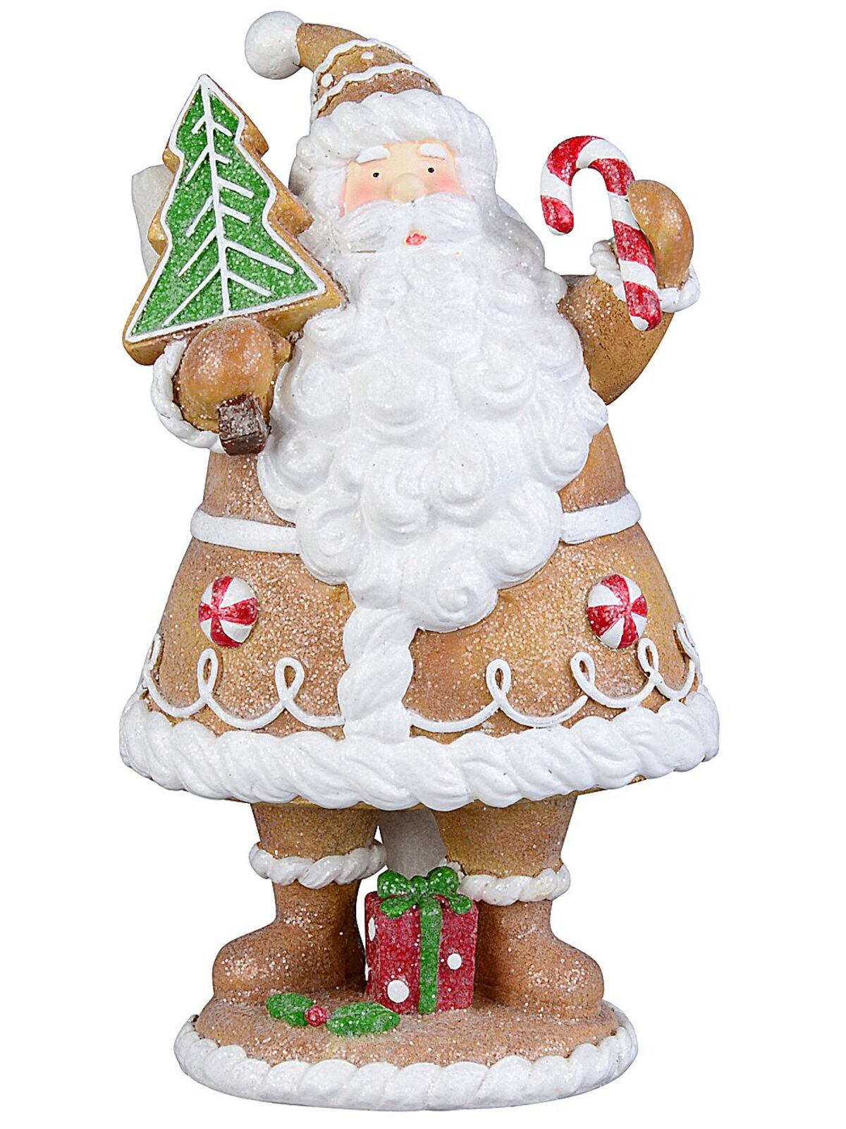 23cm Glitter Gingerbread Cookie Santa Resin Figurine