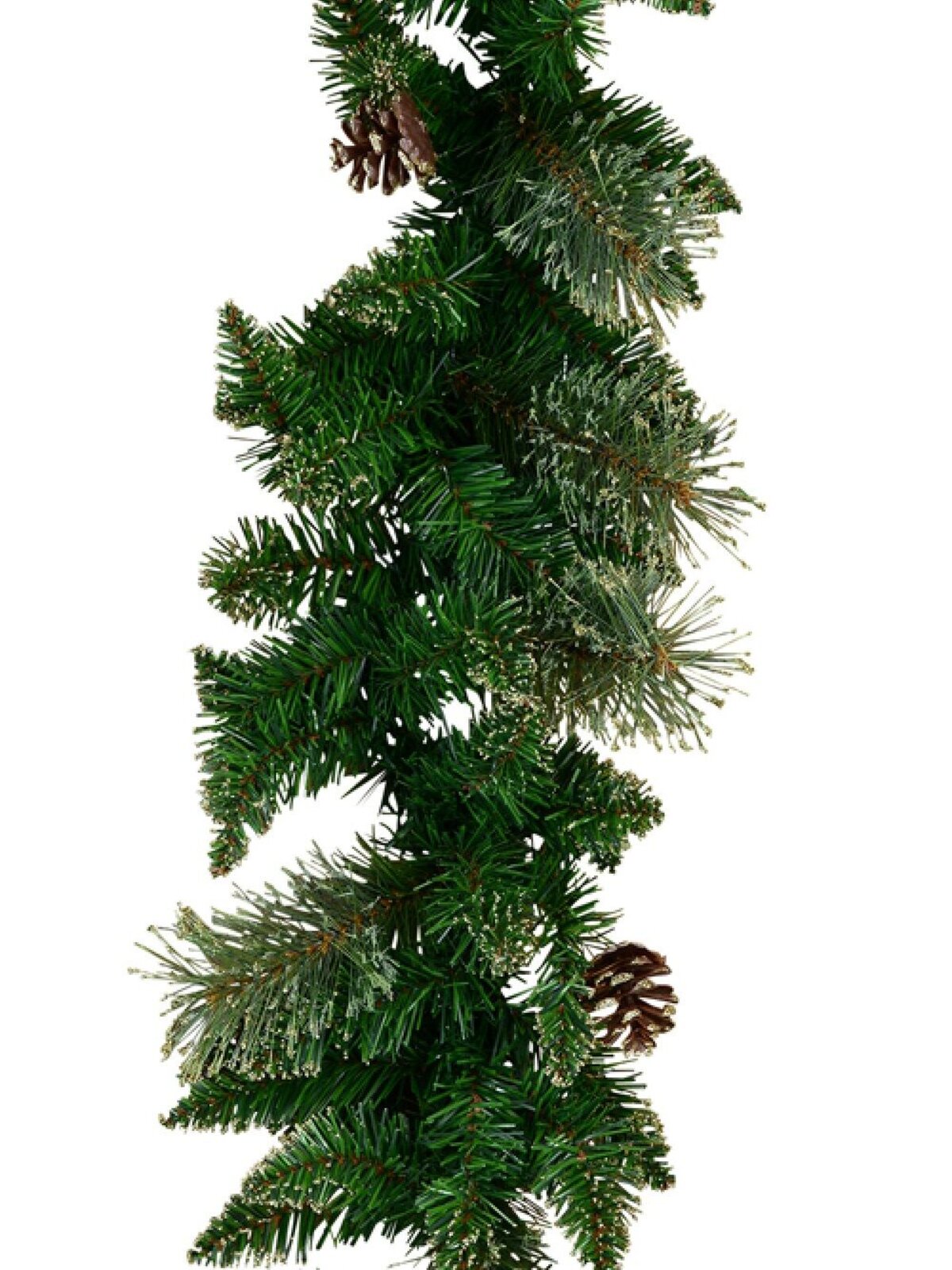2.3m Balsam Pine Needle Garland With Pine Cones & 165 Gold Glitter Tips