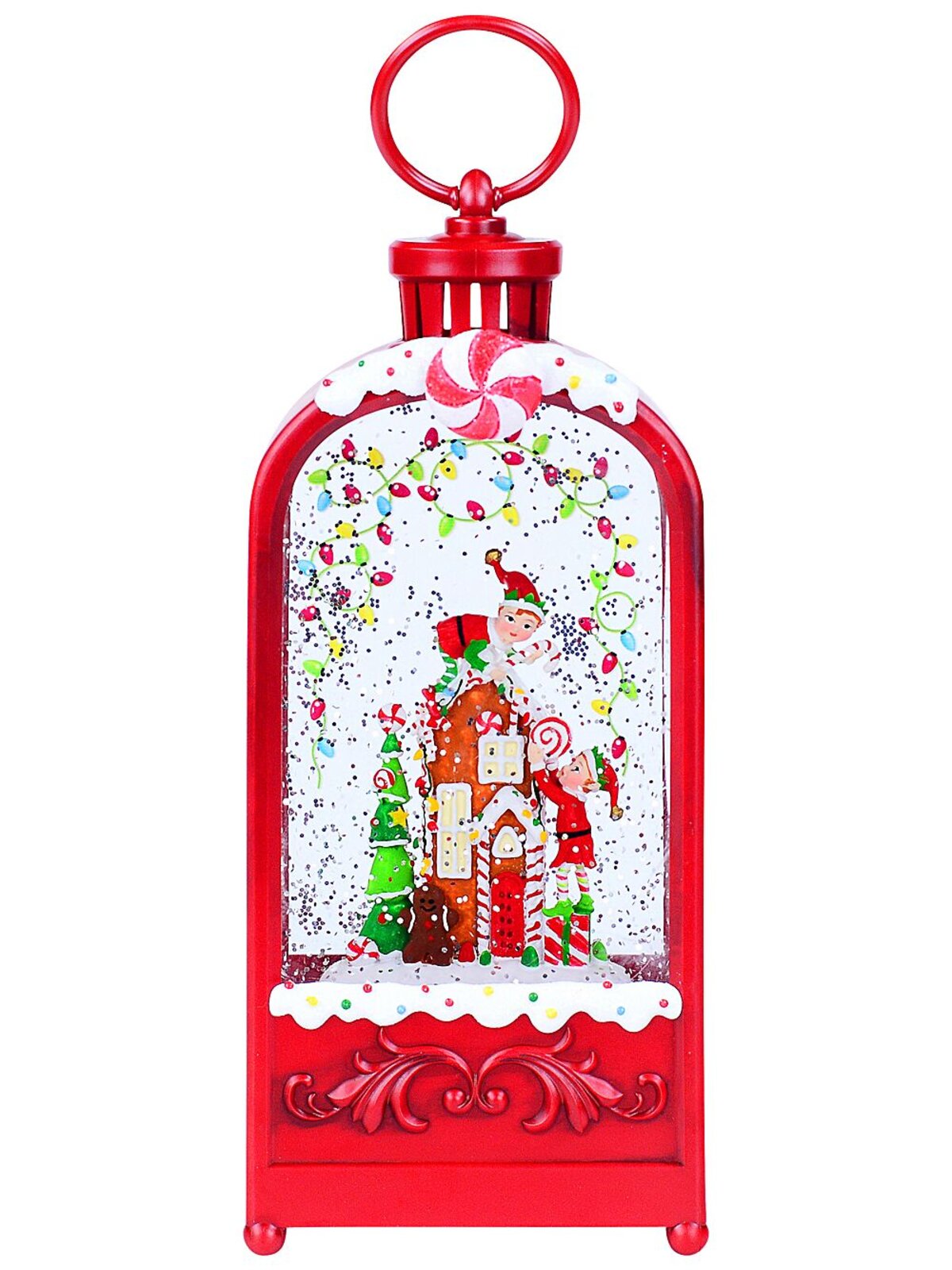 24cm Elves, Candy & Gingerbread LED Christmas Snow Globe Lantern