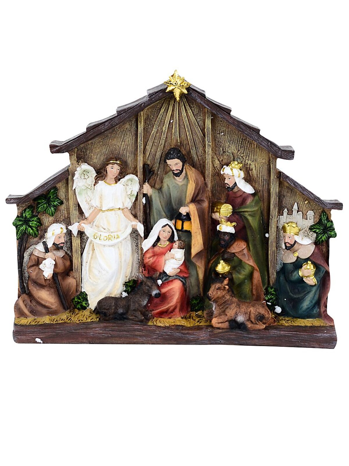 Bethlehem Nativity Scene Embossed Resin Ornament | 25cm
