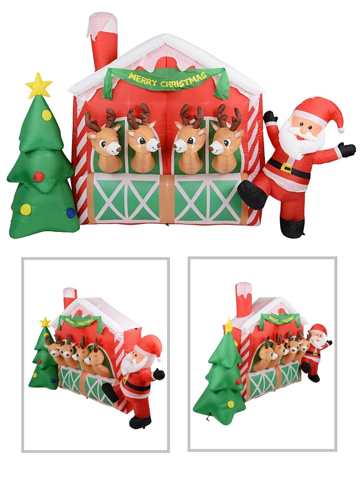 2.5m Large Reindeer Stable With Santa | LED Outdoor Inflatable