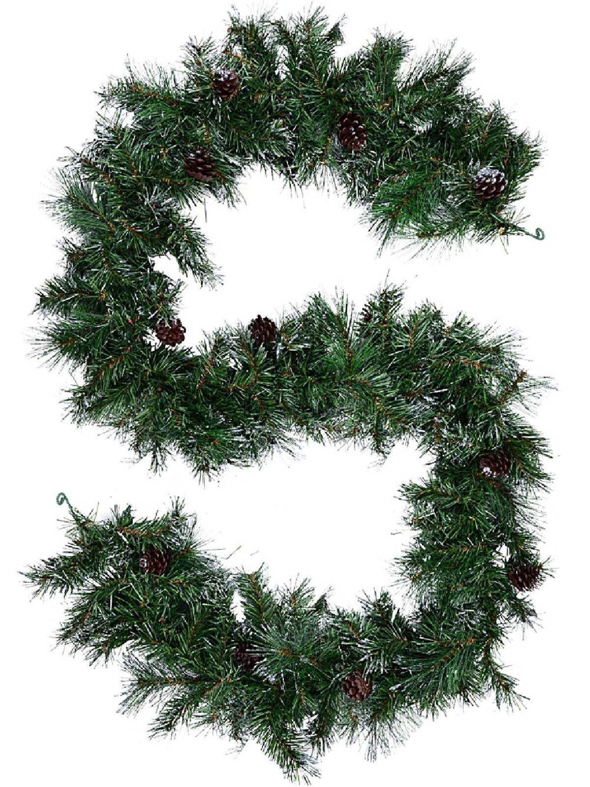 2.7m Silver Glitter Pine Cone Christmas Garland | 180 Tips