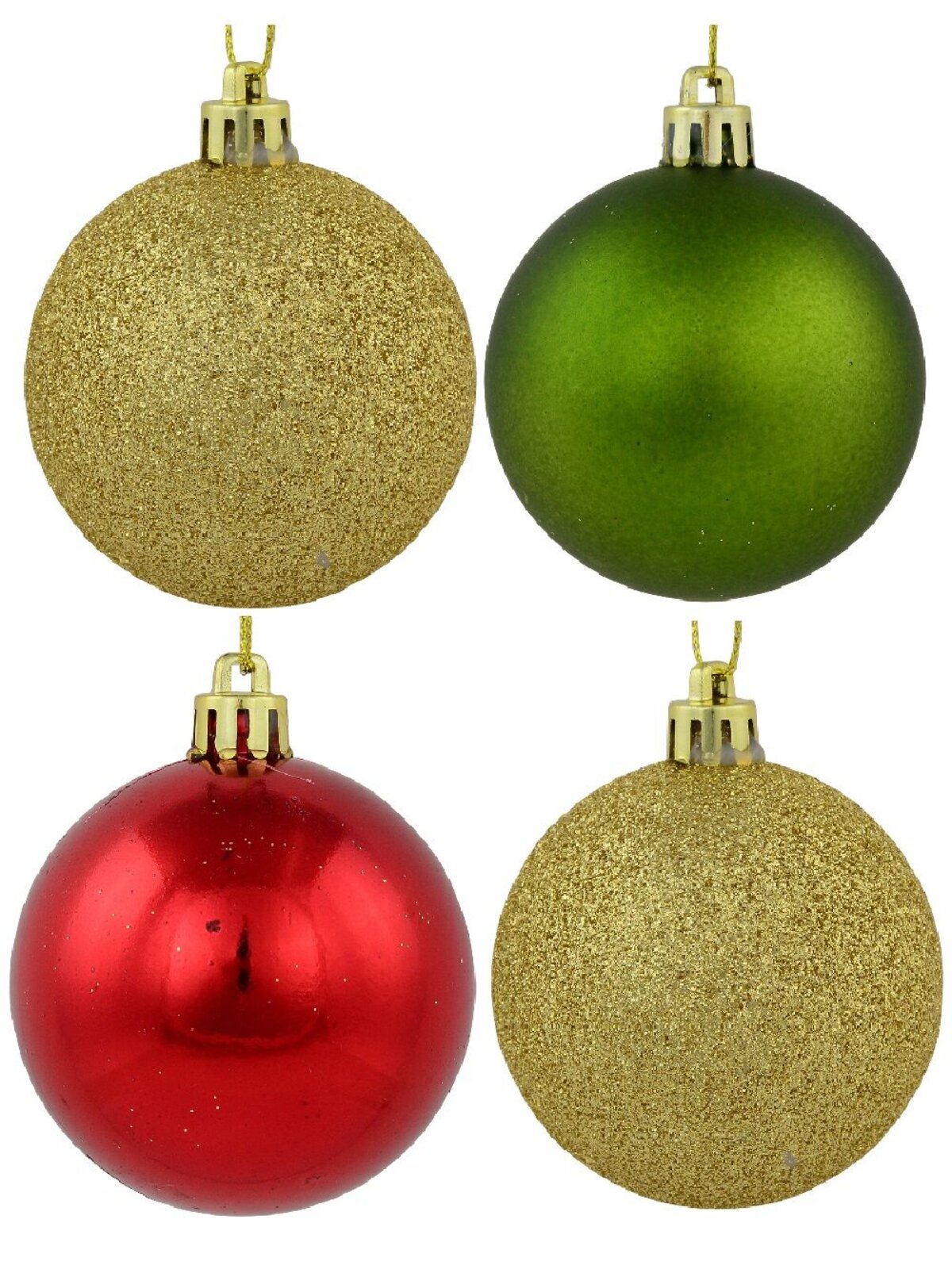 27x 60mm Red Metallic, Green Matte & Glitter Gold Christmas Baubles