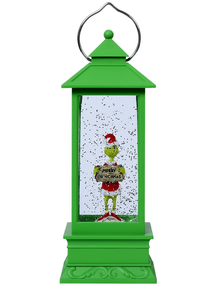 28cm Green Merry Grinchmas Snow Globe Lantern