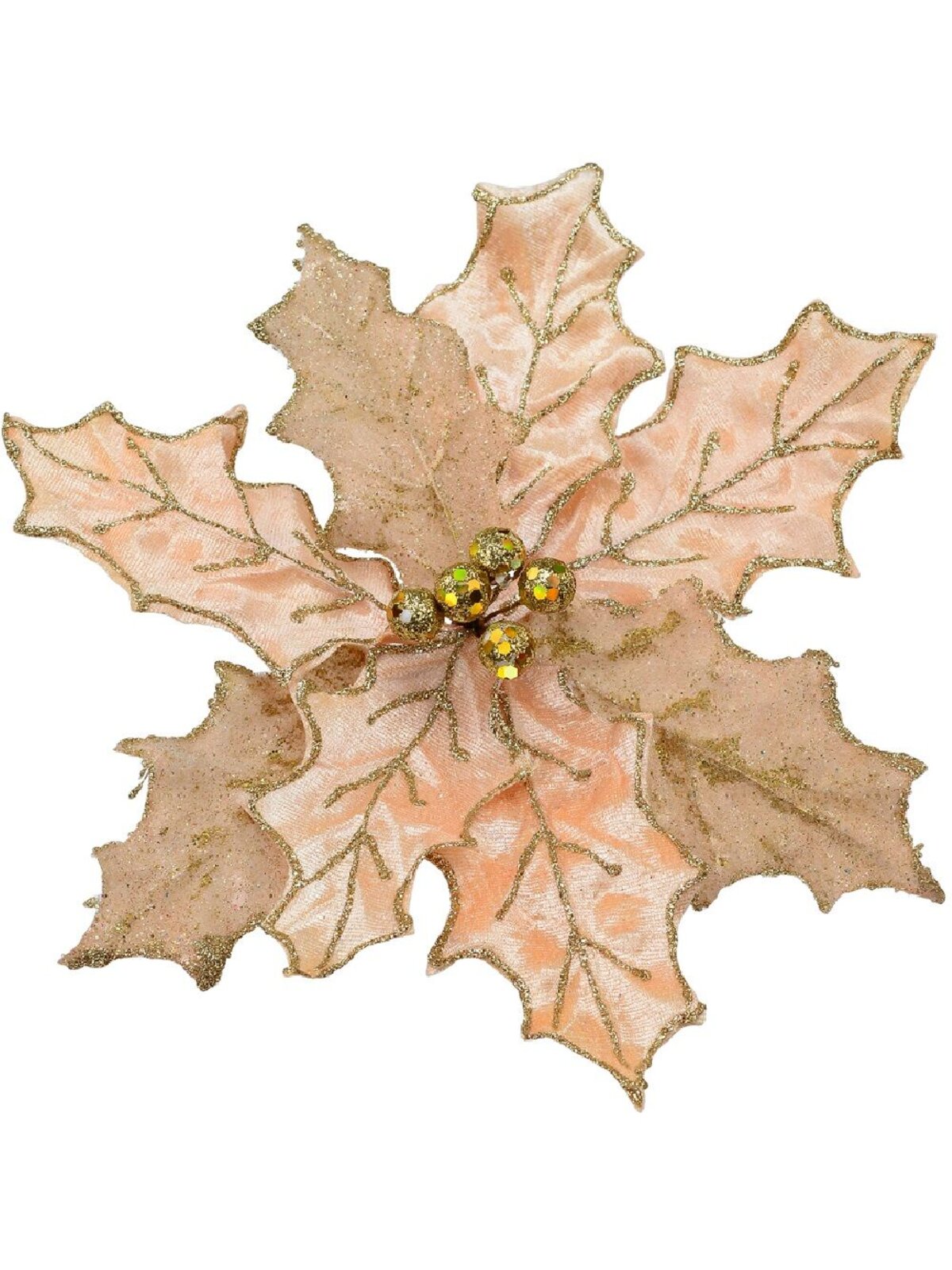 28cm Pink Glitter Two Style Bract Poinsettia Flower Christmas Tree Clip Pick