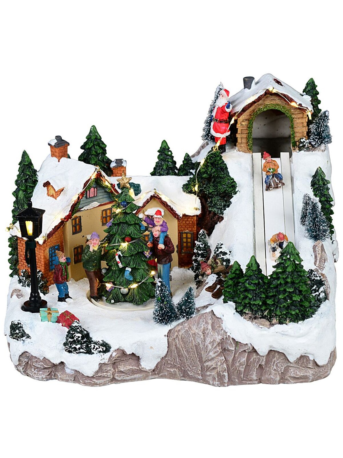 28cm Santa's Piste & Decorating The Town Centre Tree Village Scene