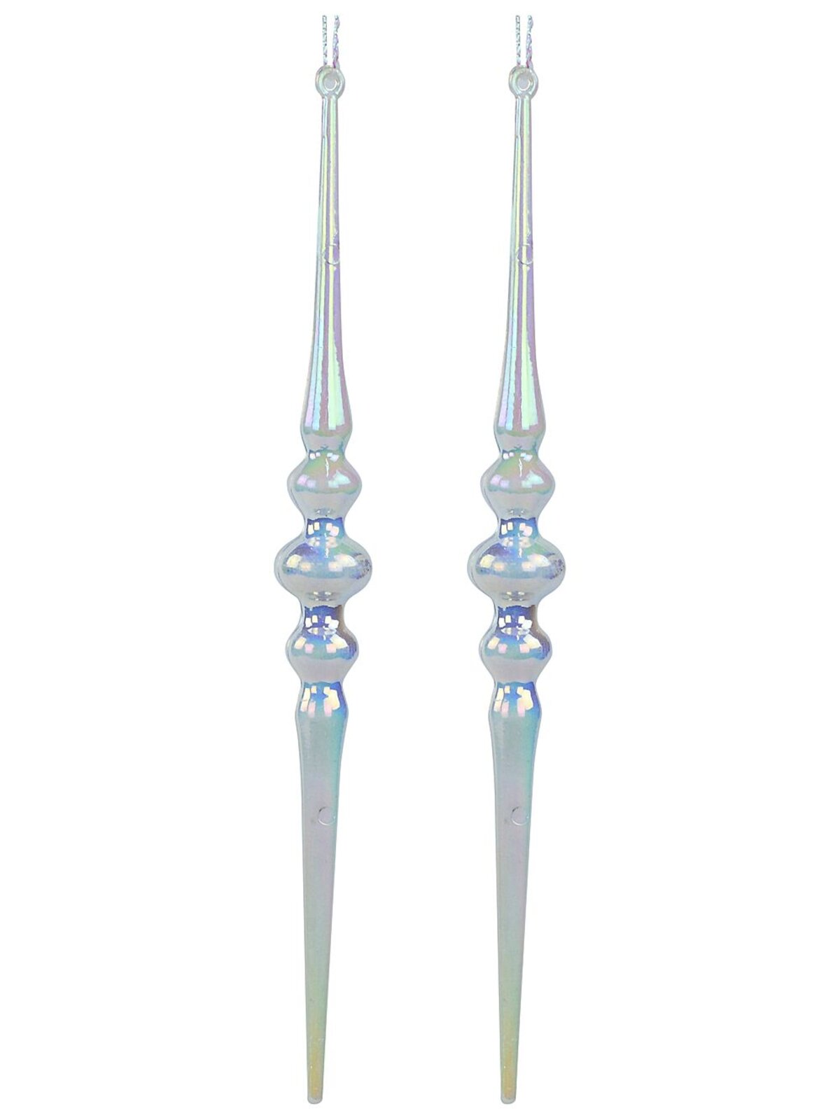 2x Gloss Iridescent Icicle Whimsical Essential Ornament | 17cm