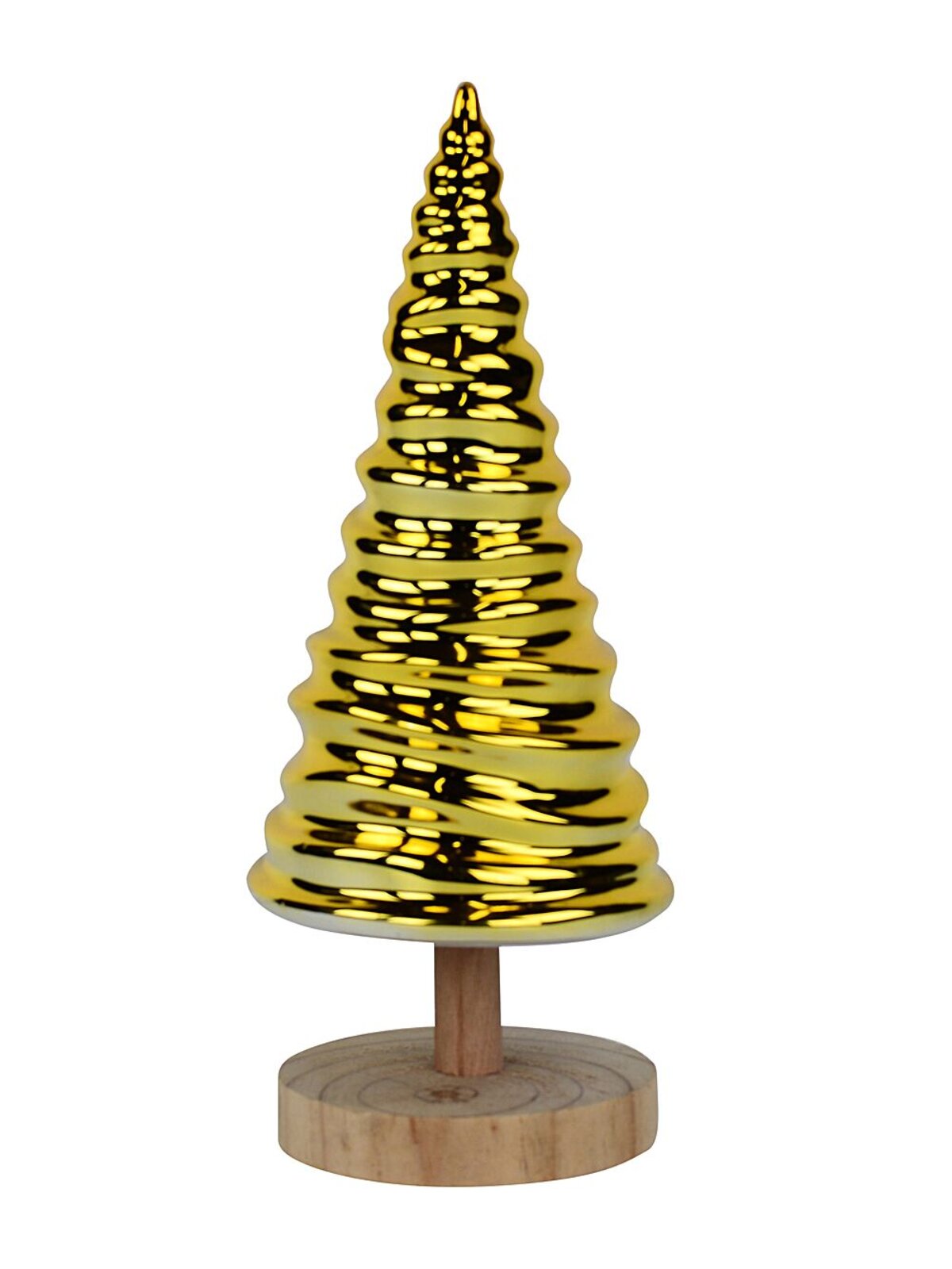 Gold Ridge Ceramic Tabletop Christmas Tree With Wooden Base | 33cm