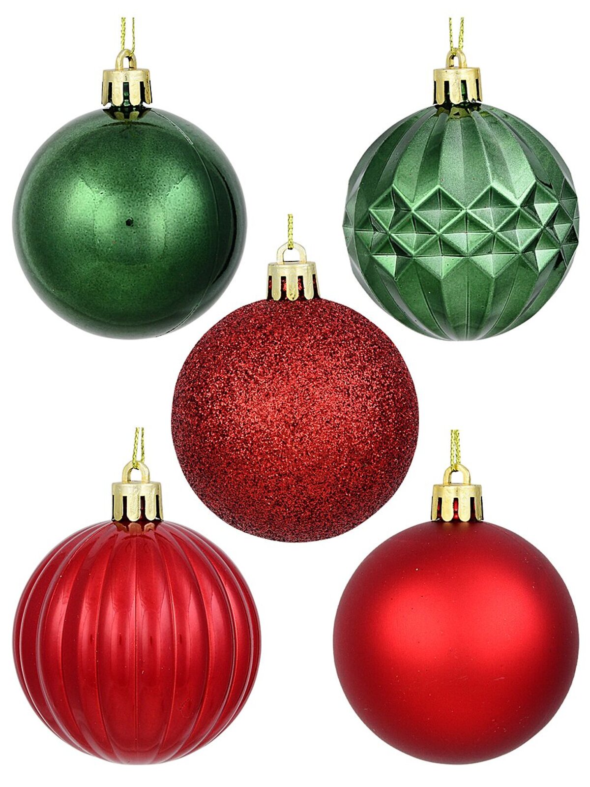 35x Lustrous Red and Green Mixed Essential Ball Bauble | 60mm