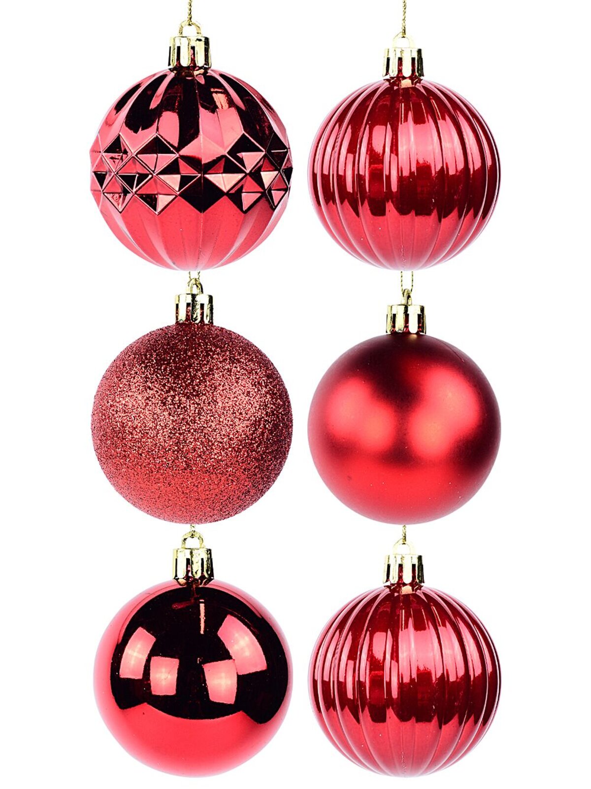 35x Red Shiny Matte Glitter & Pearl Essential Baubles | 60mm