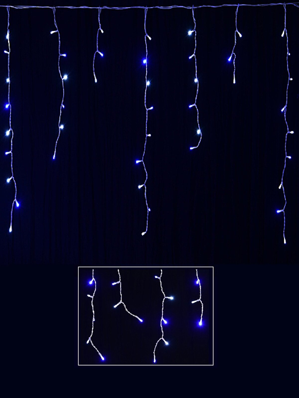 360 Blue & Cool White LED Snowing Icicle Light - 10m