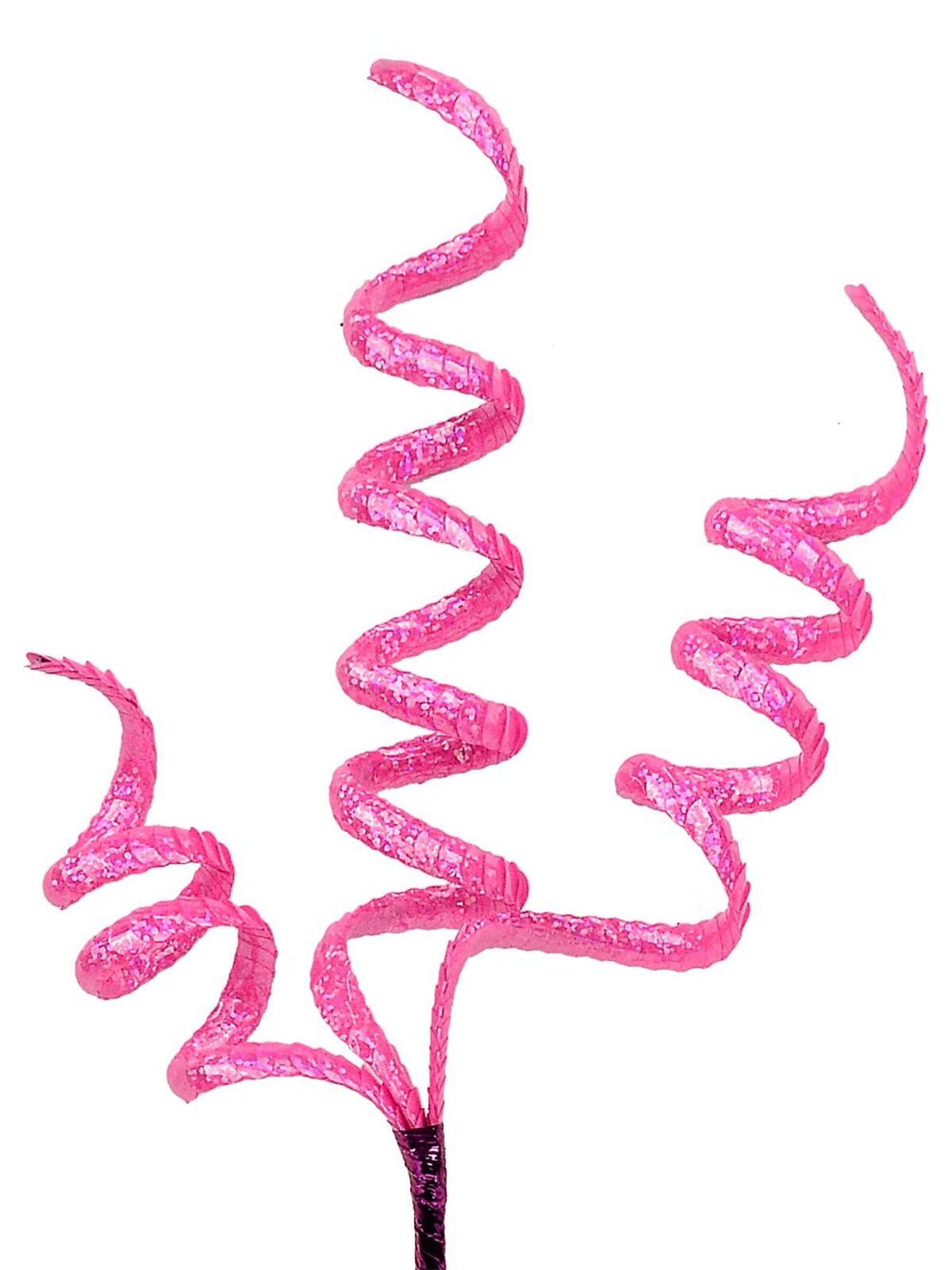 Shiny Pink Layered Sequins Curly Ribbon Spray Long Christmas Stem | 36cm