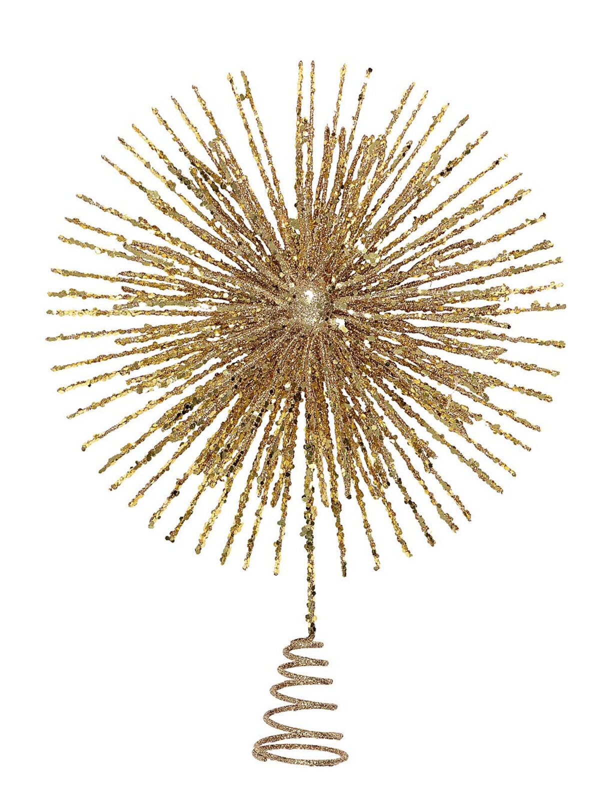 38cm Champagne Glitter Starburst Christmas Tree Top Decoration