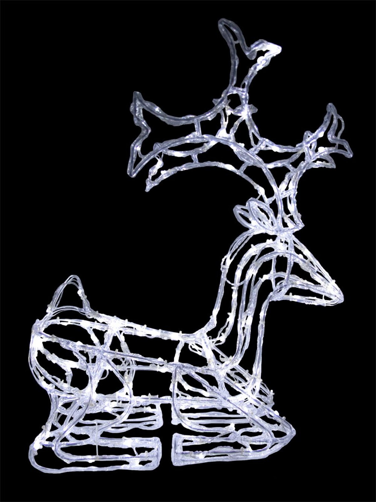 3D LED Ice-Look Sitting Reindeer Light Display - 76cm