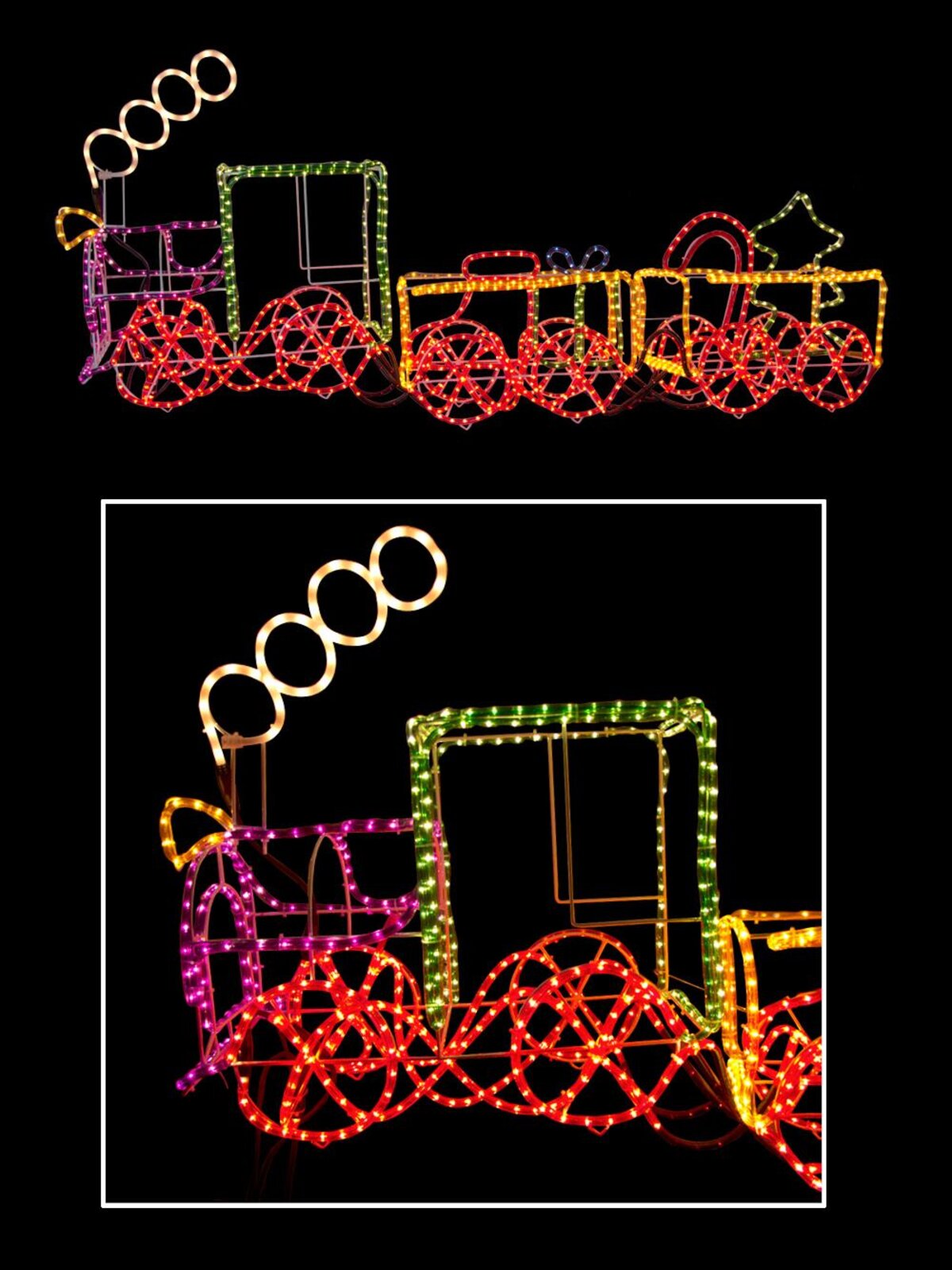 3D Rope Light Train With Two Carriages - 2m