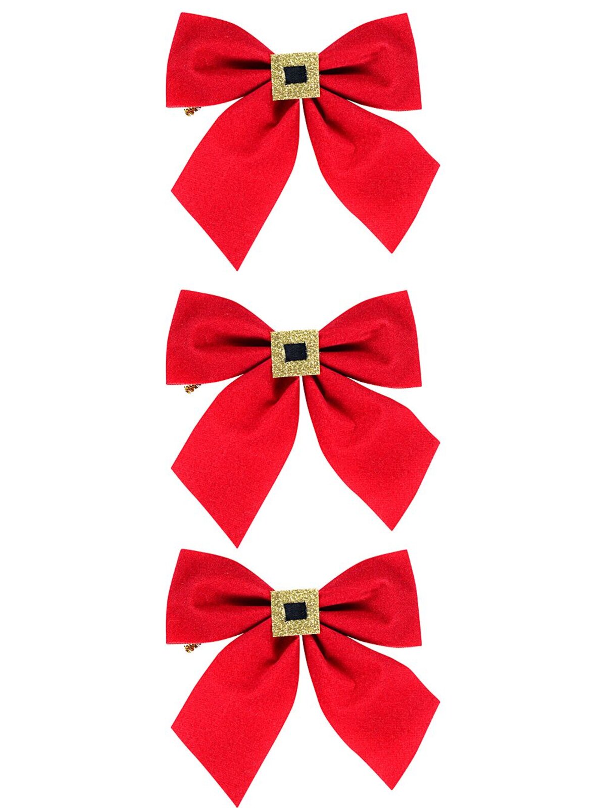 3x Red Felt Gold Buckle Whimsical Signature Bow | 13cm