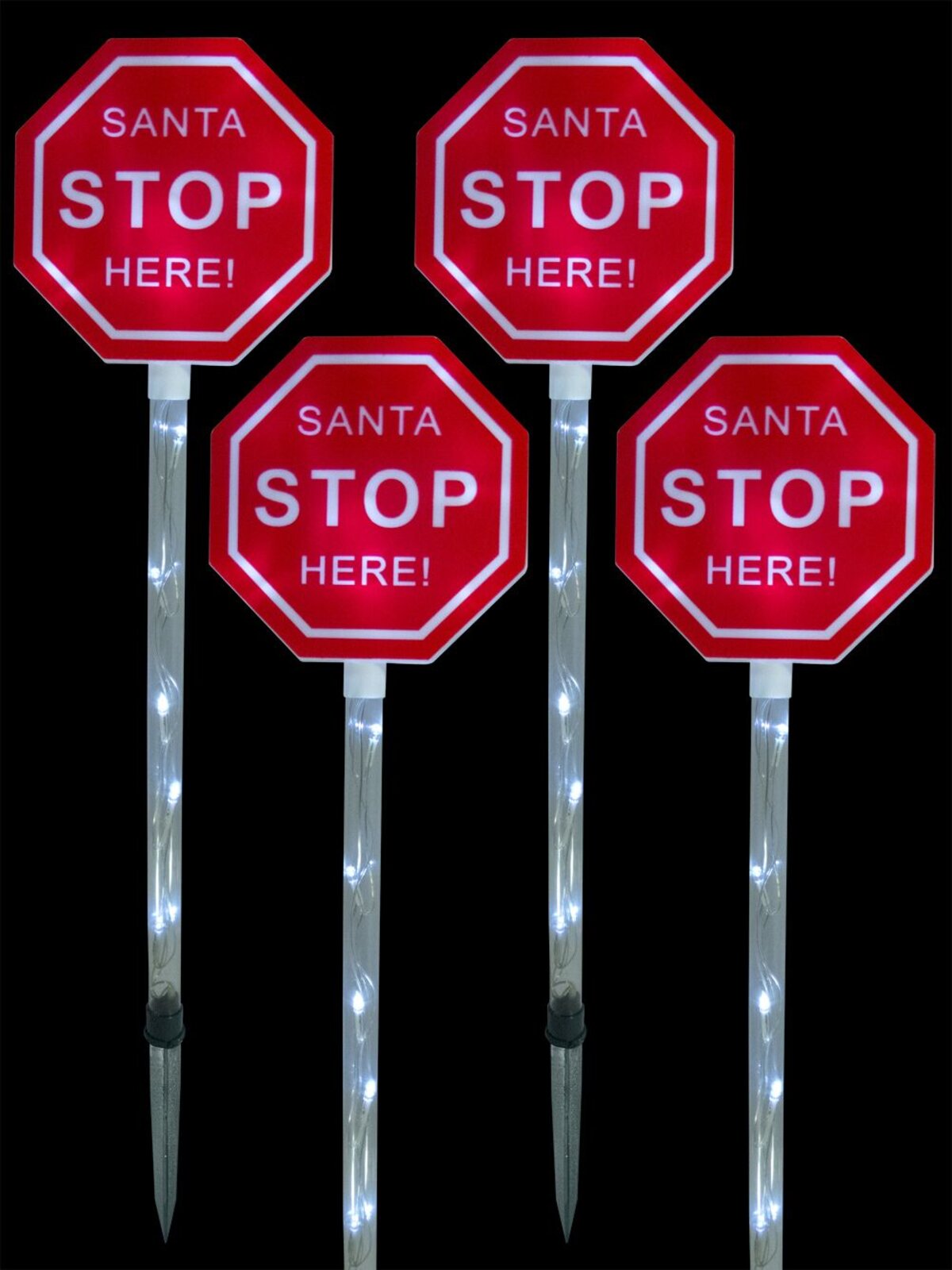 4 LED Santa Stop Here Pathway Stakes - 4m