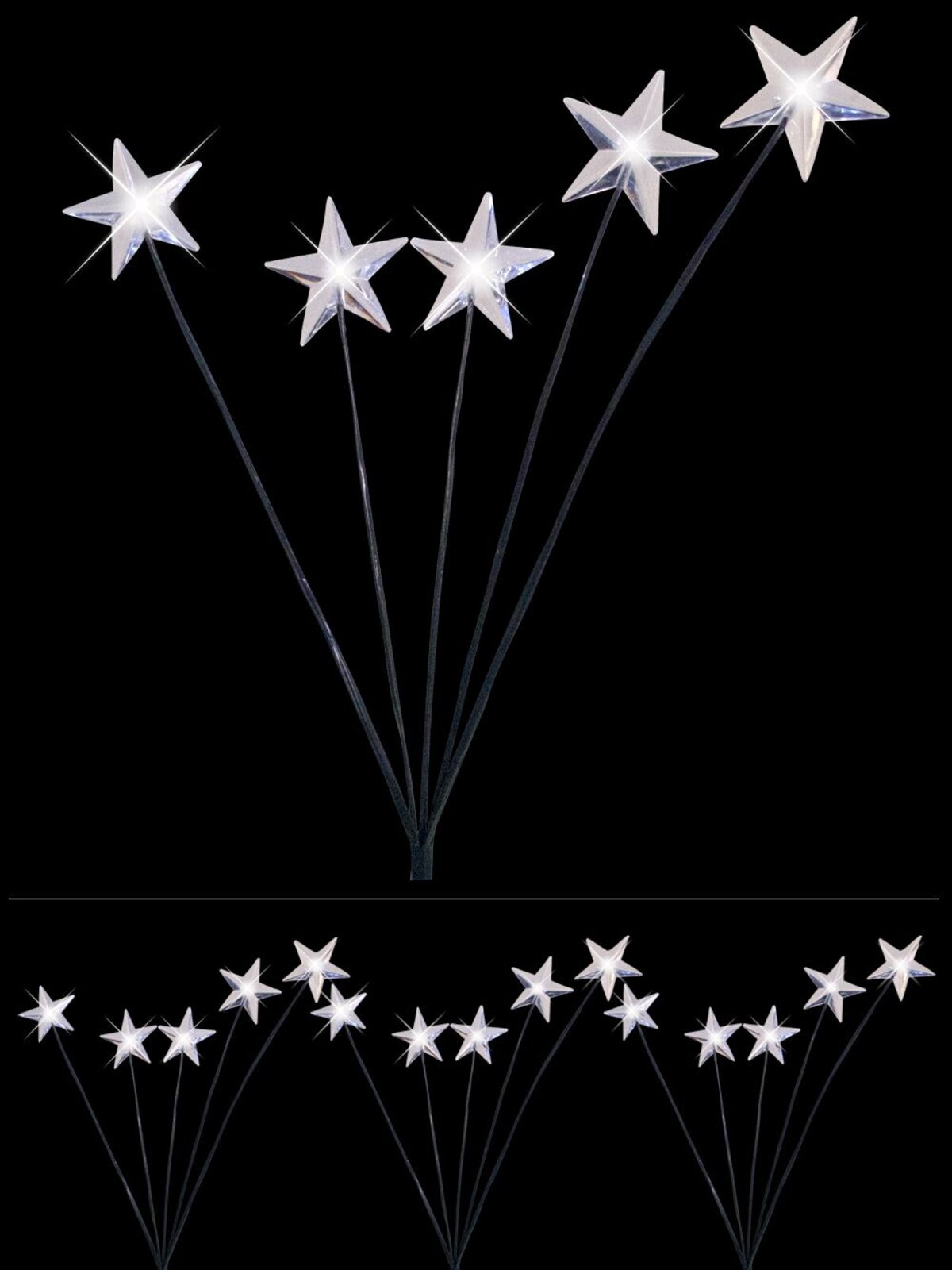 4 x Cool White Lighting Connect Super Bright LED Garden Stake Lights With Stars - 70cm