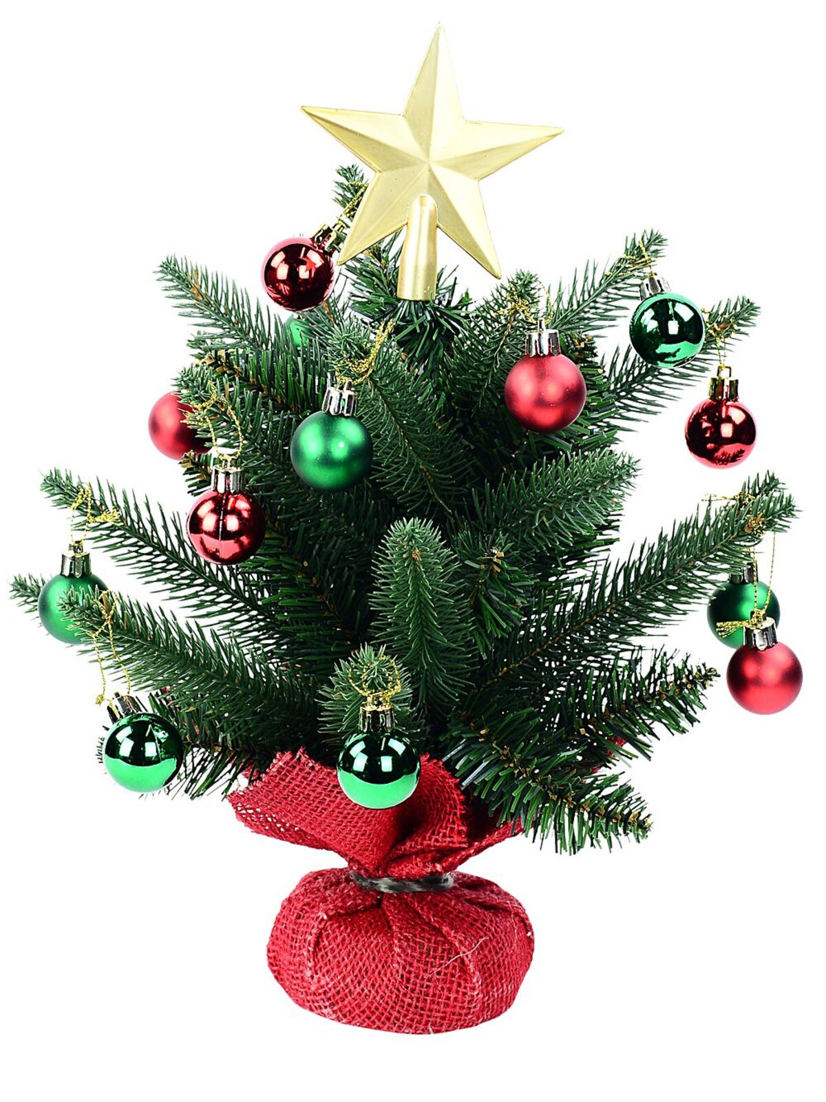 40cm Norway Spruce Decorated Tabletop Tree | 40 Tips & Red Hessian Base