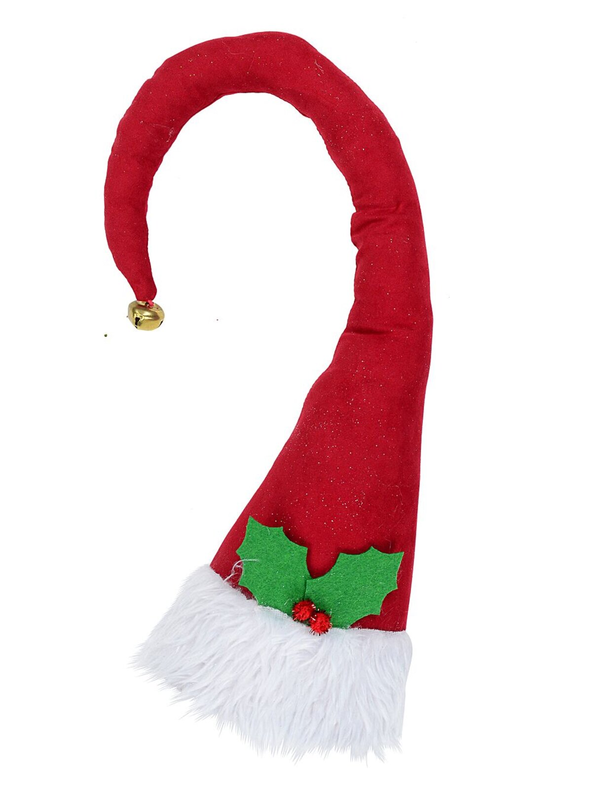 40cm Red Santa Hat With Holly & Fur Brim Christmas Tree Top Decoration