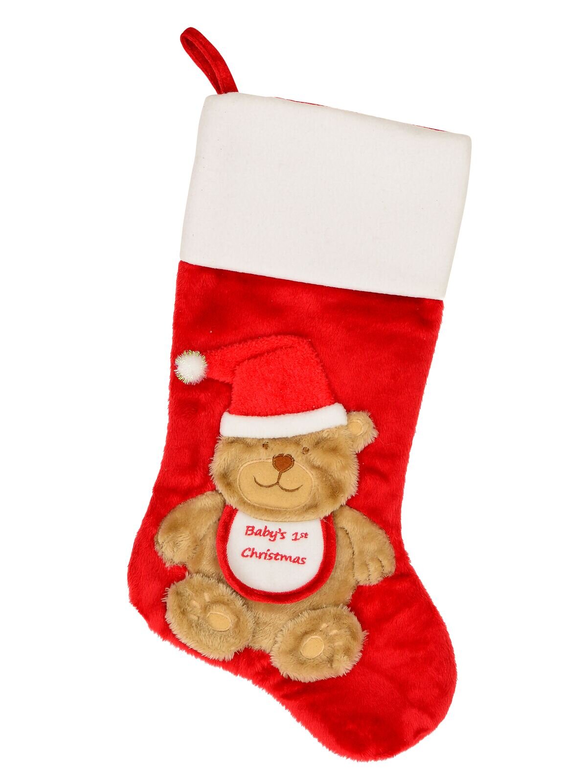42cm Red Baby's 1st Christmas Stocking With Cuddly Looking Plush Teddy Bear