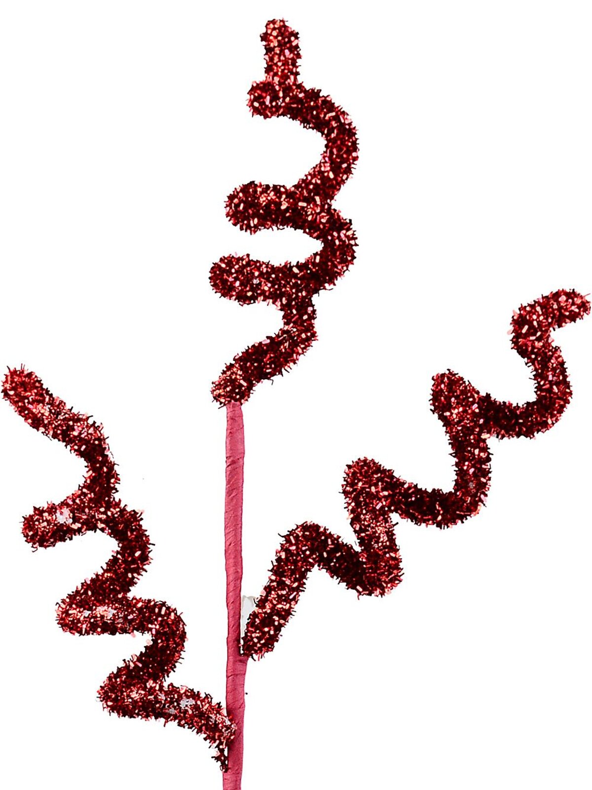 44cm Red Metallic Tinsel Fleck Curly Swirl Christmas Stem