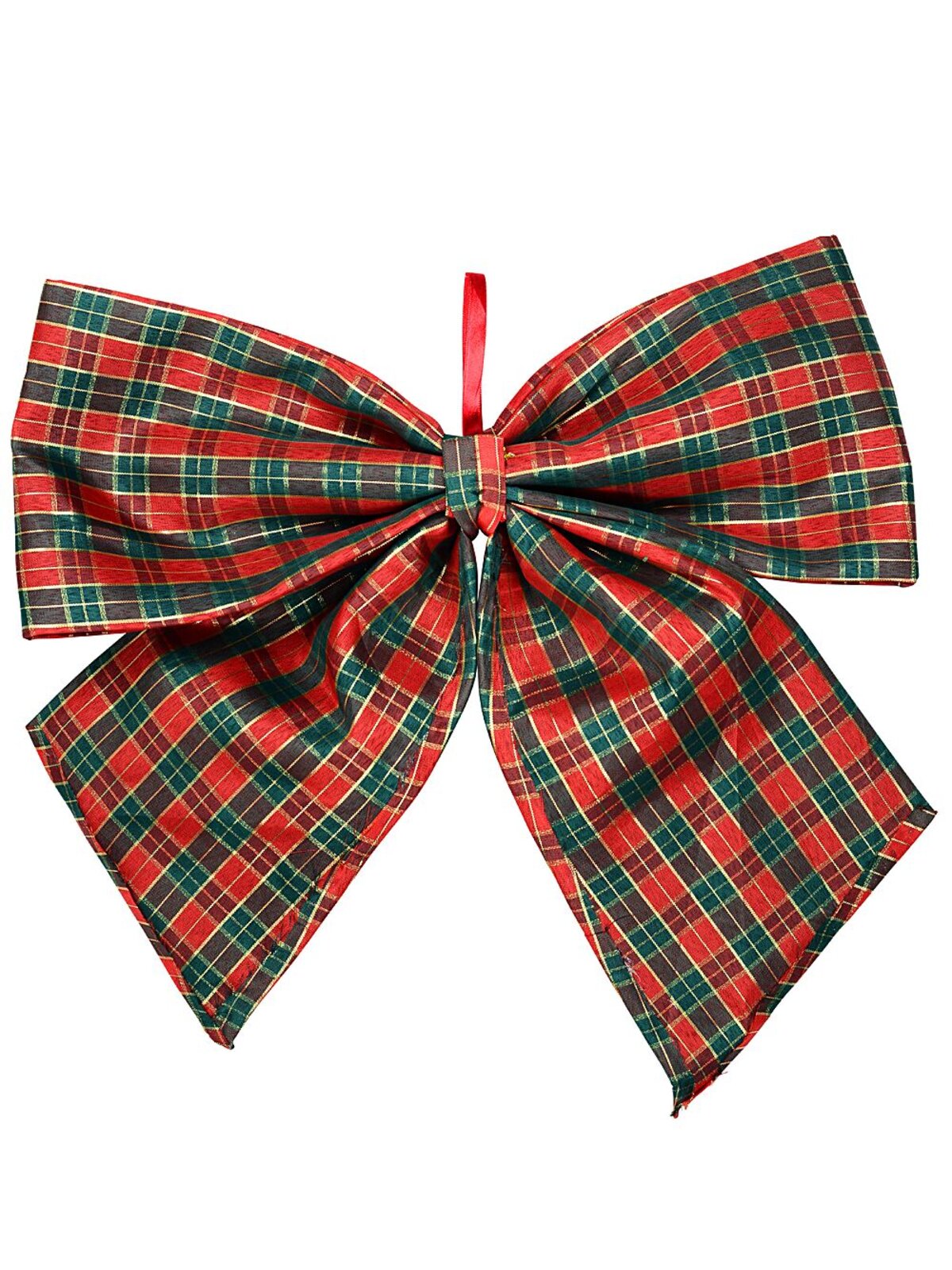 45cm Large Red, Green & Gold Tartan Moulded Display Bow