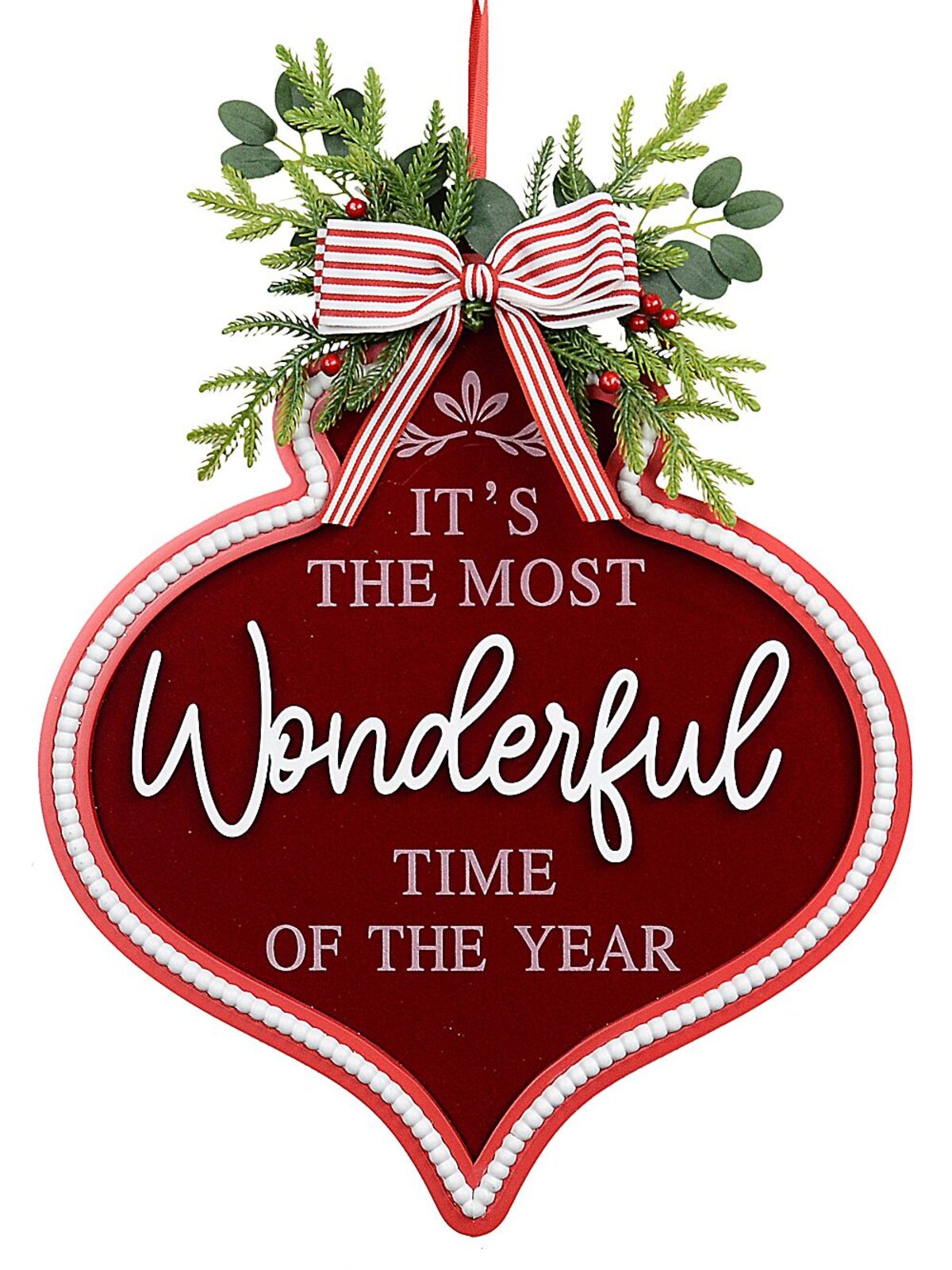 46cm It's The Most Wonderful TIme Of The Year Decorated Bauble Plaque