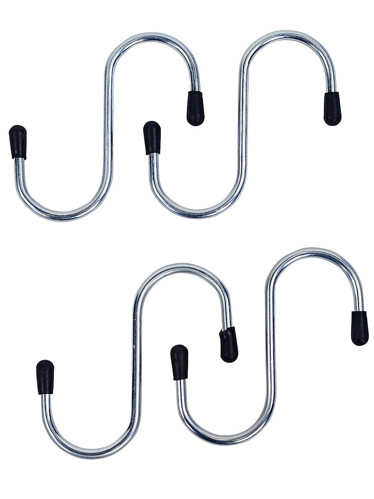 4x Chrome S-Hooks With Non-Slip Grip | 75mm
