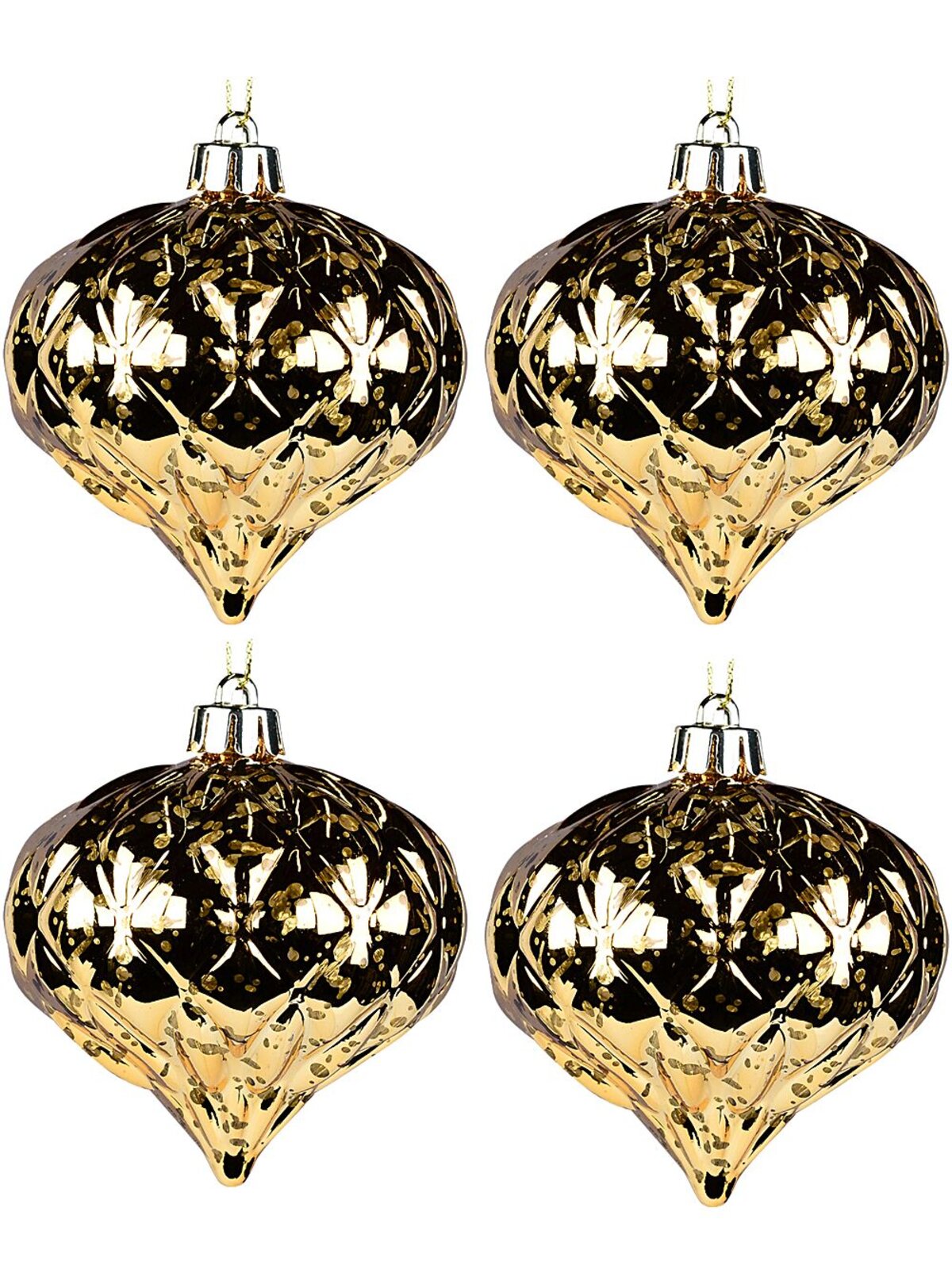 4x Gold Mercury Lustrous Statement Onion Finial Drops | 80mm