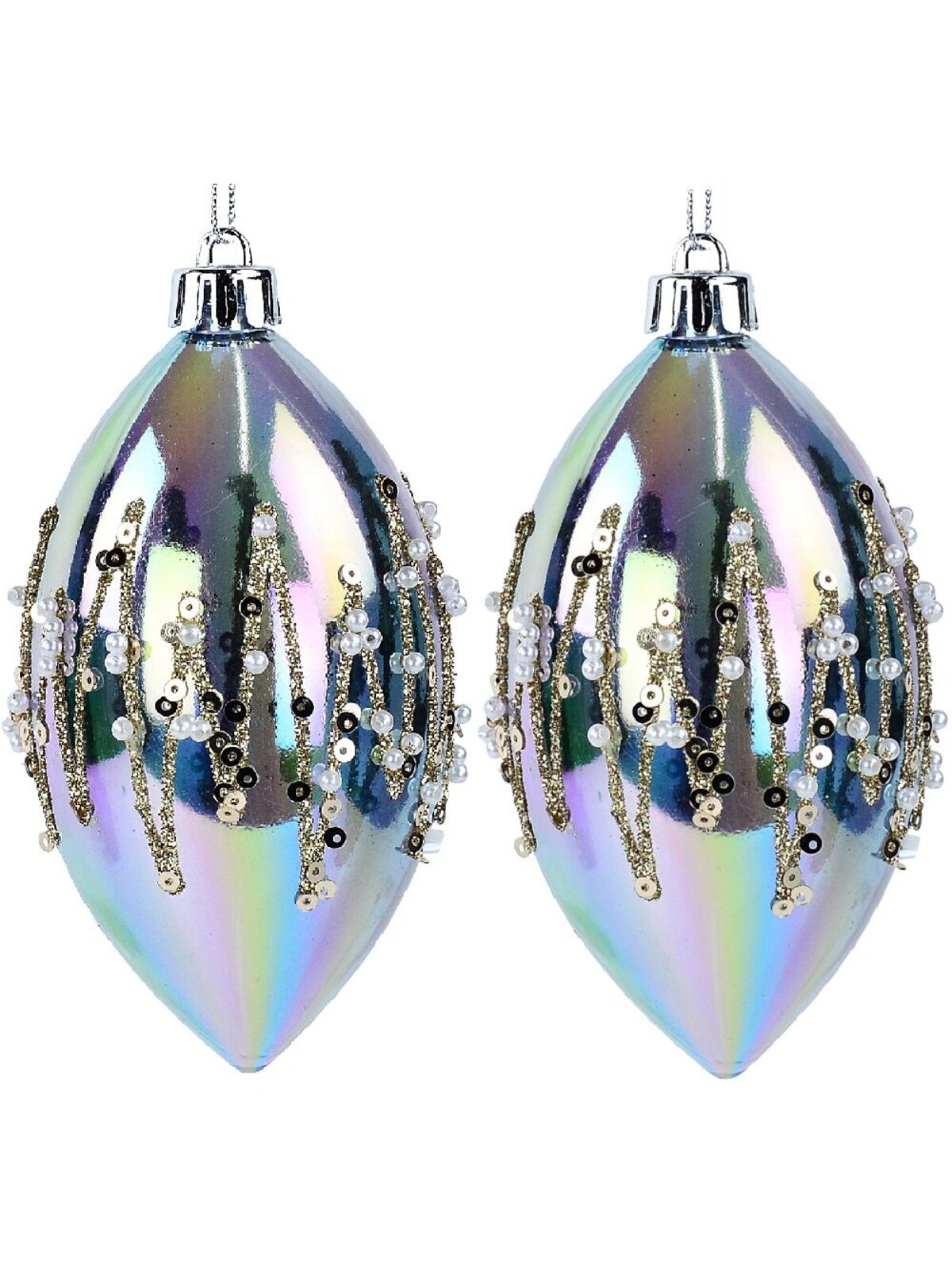 4x Iridescent Lustrous Signature Beaded Finial Drops | 12cm