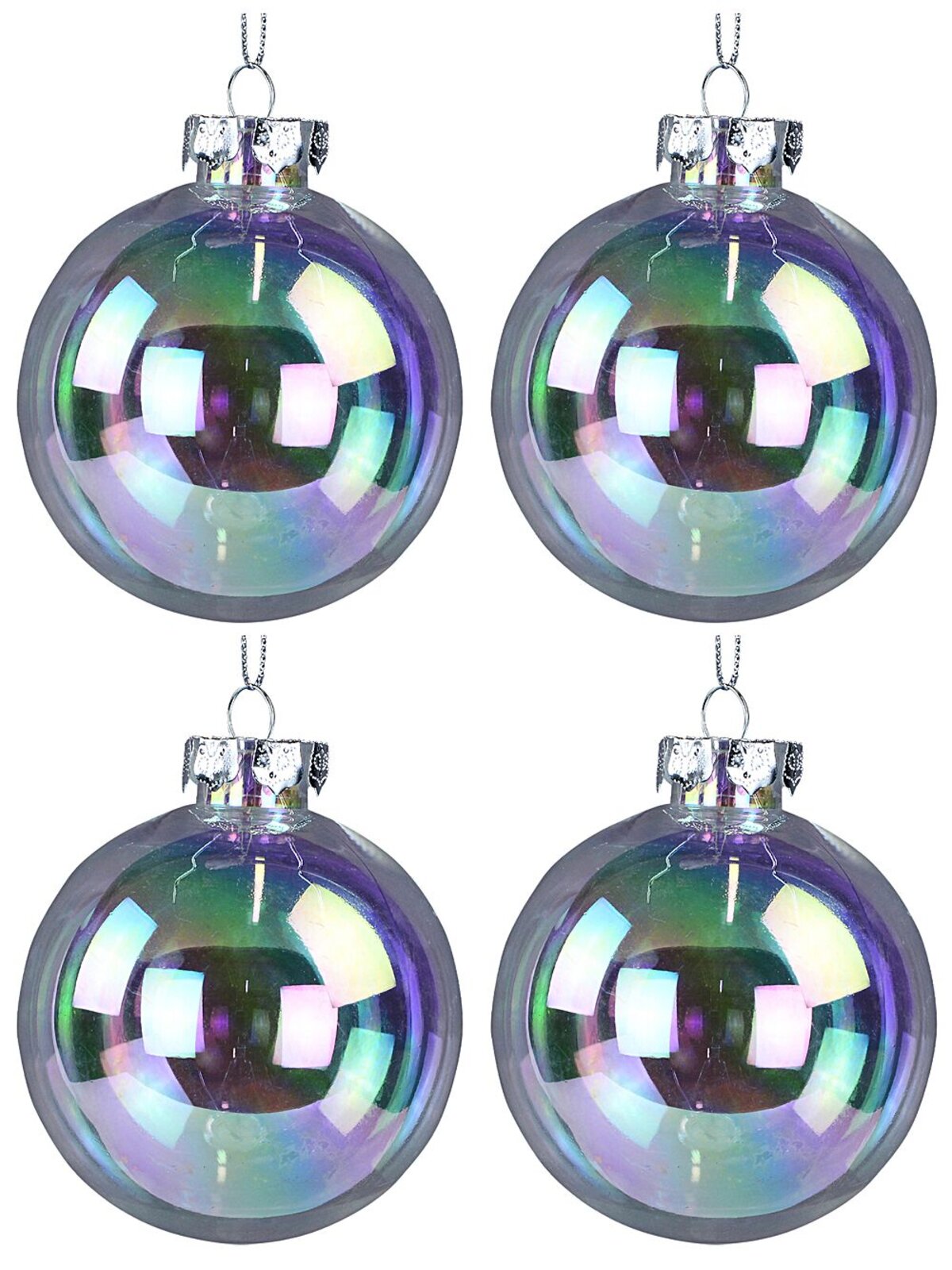 4x Lustrous Clear Iridescent Signature Soap Bubble Baubles | 10cm