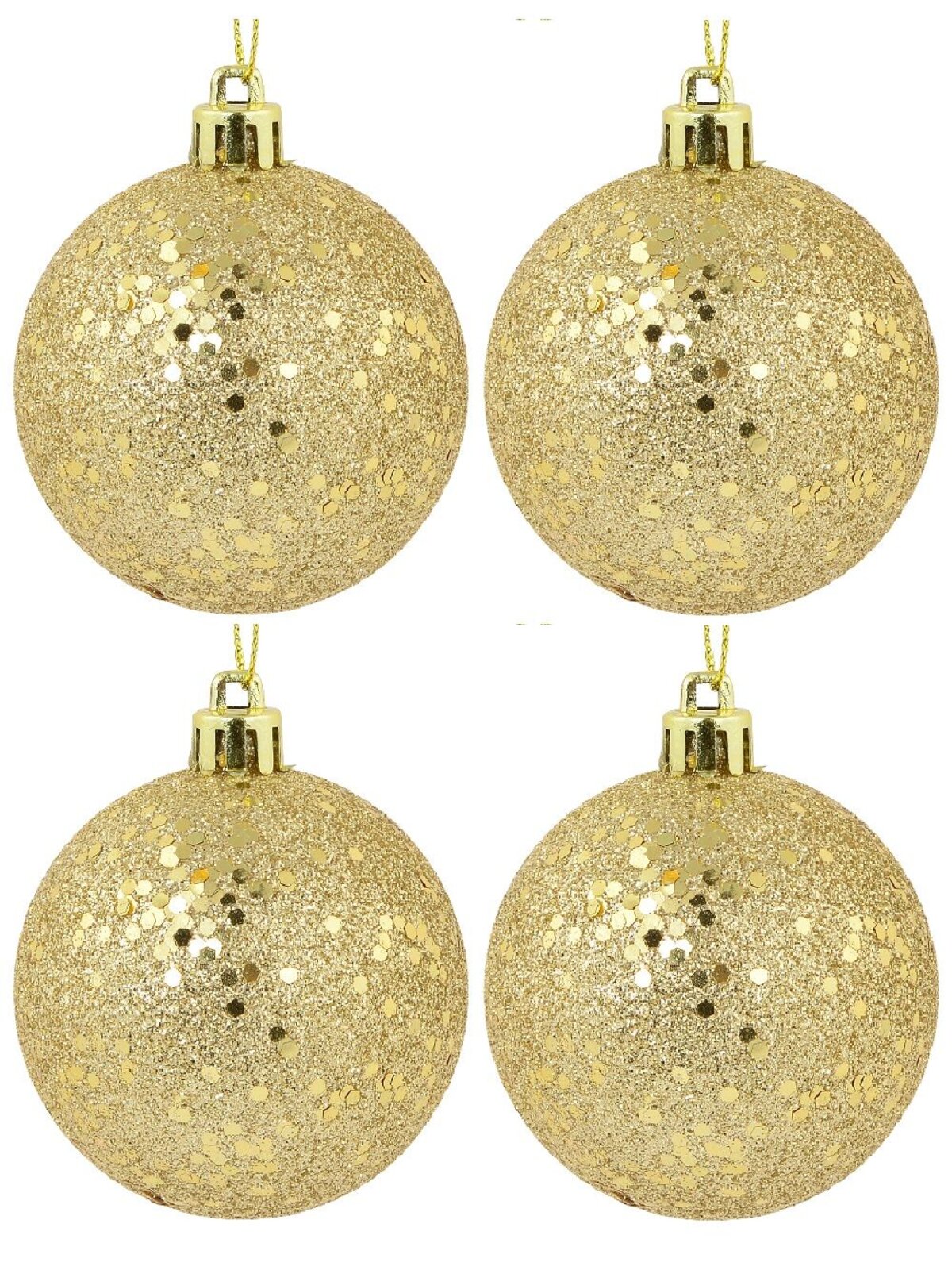 4x Lustrous Gold Statement Sequin & Glitter Baubles | 80mm