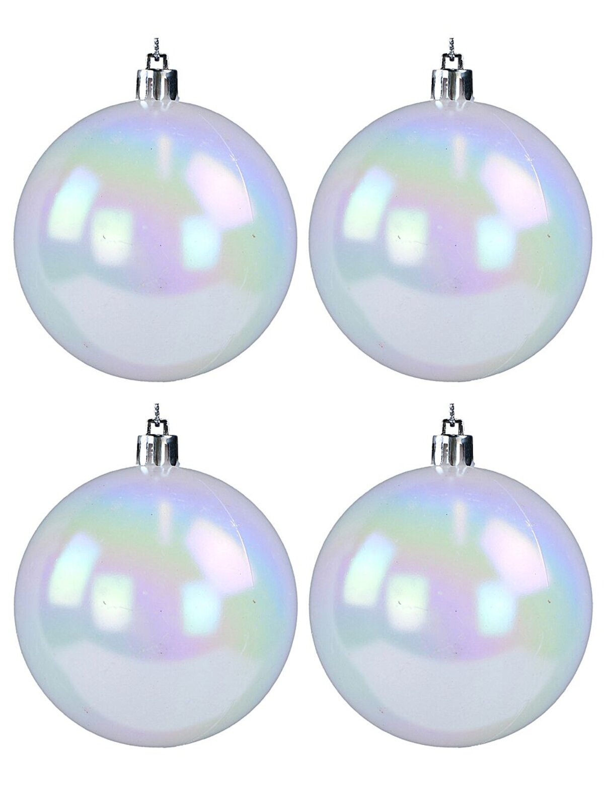 4x Lustrous Matte White Statement Iridescent Tint Baubles | 80mm