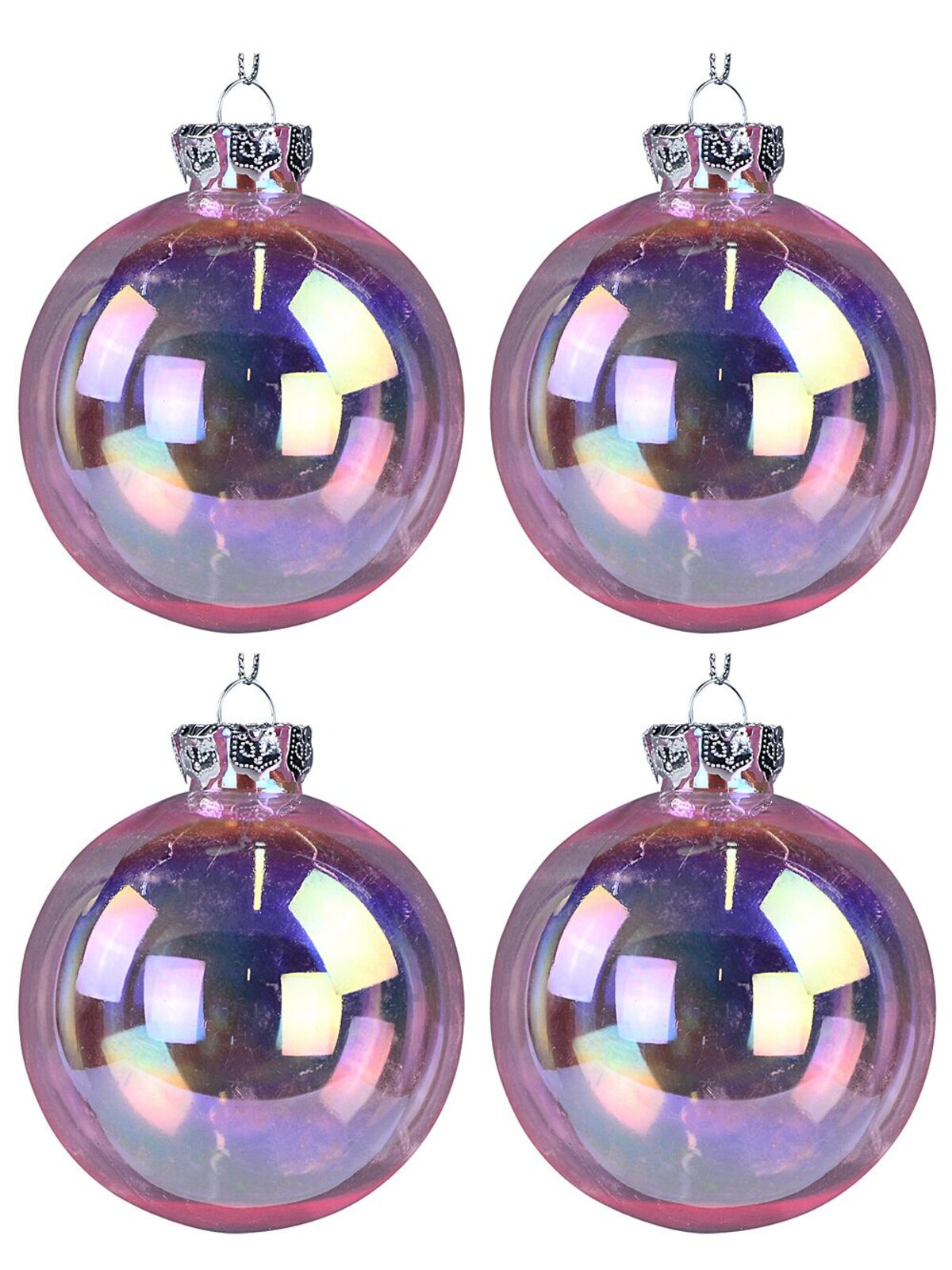 4x Lustrous Pink Tinted Statement Iridescent Soap Bubble Baubles | 80mm