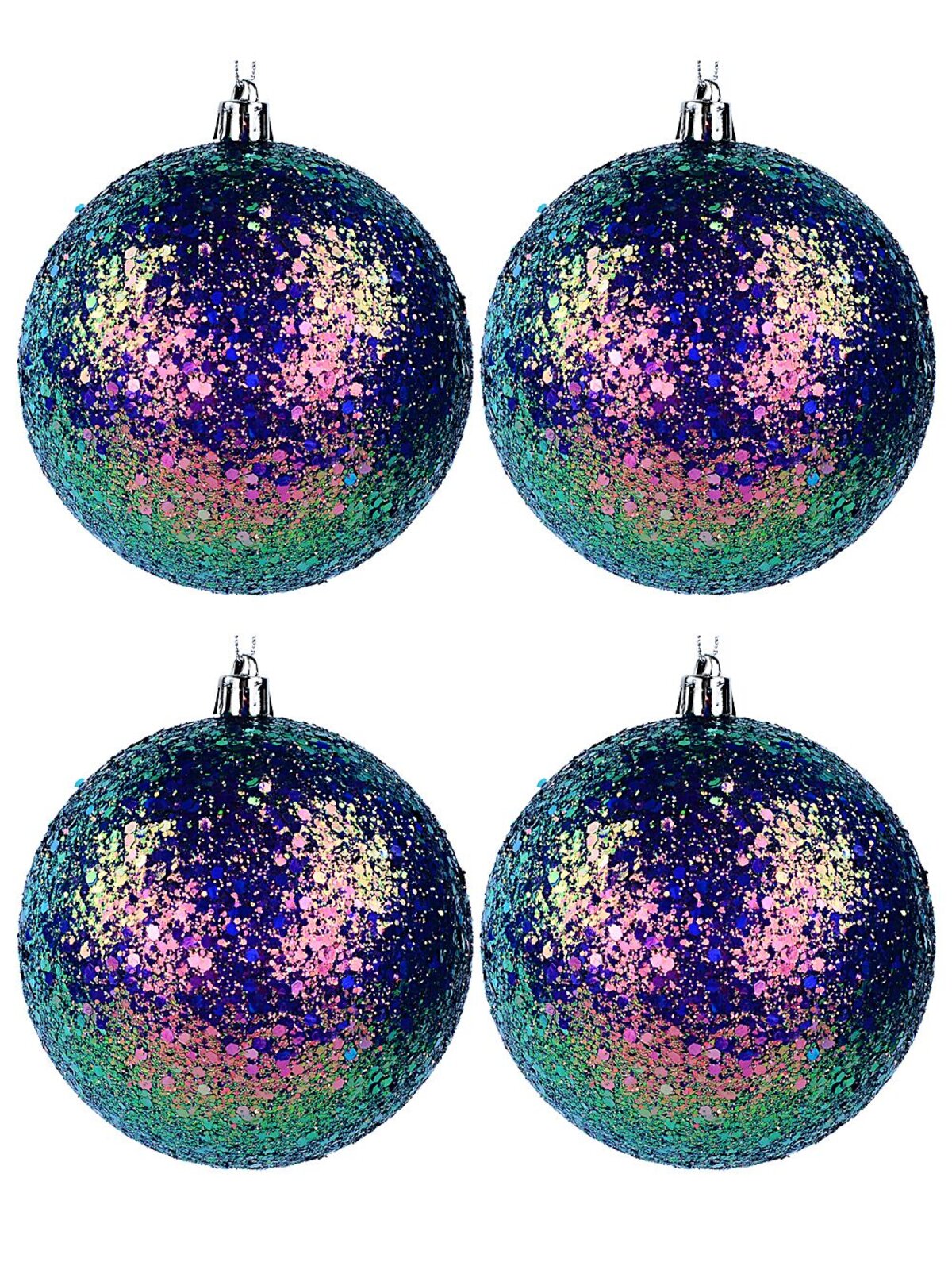 4x Lustrous Vibrant Iridescent Signature Sequin Baubles | 10cm