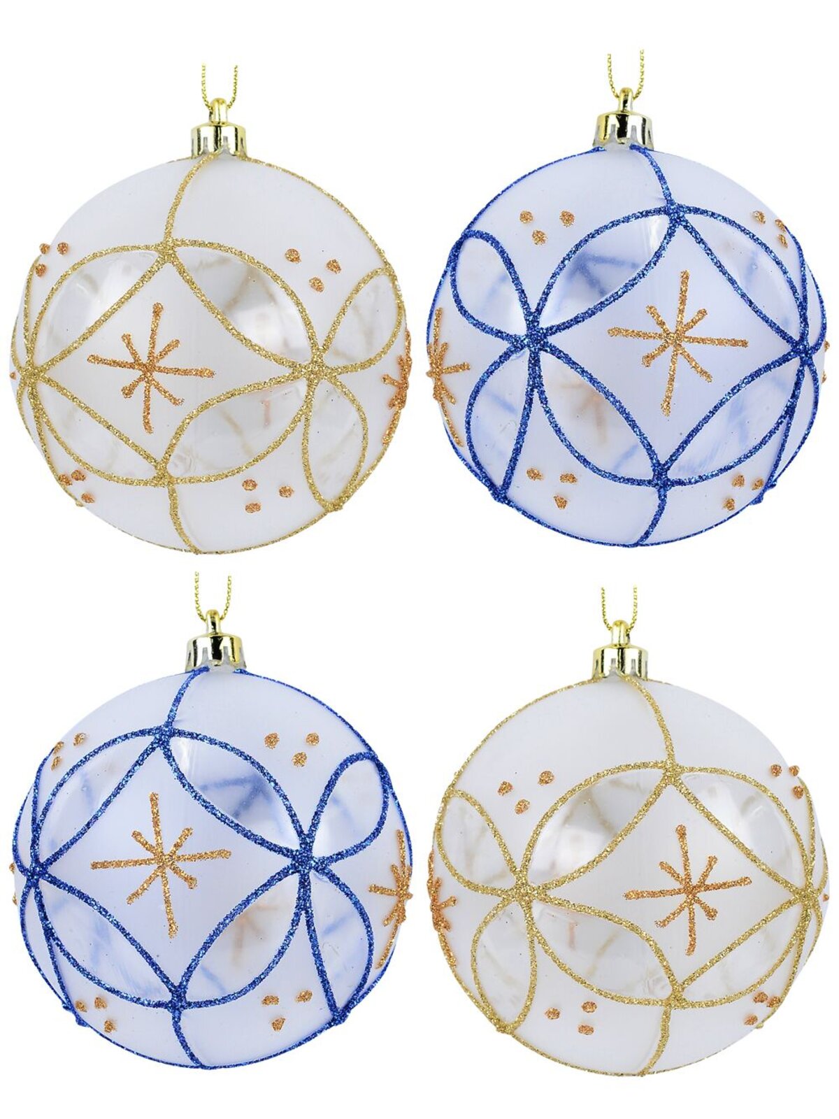 4x Radiant Frost & Clear Statement Multi Tone Glitter Baubles | 80mm