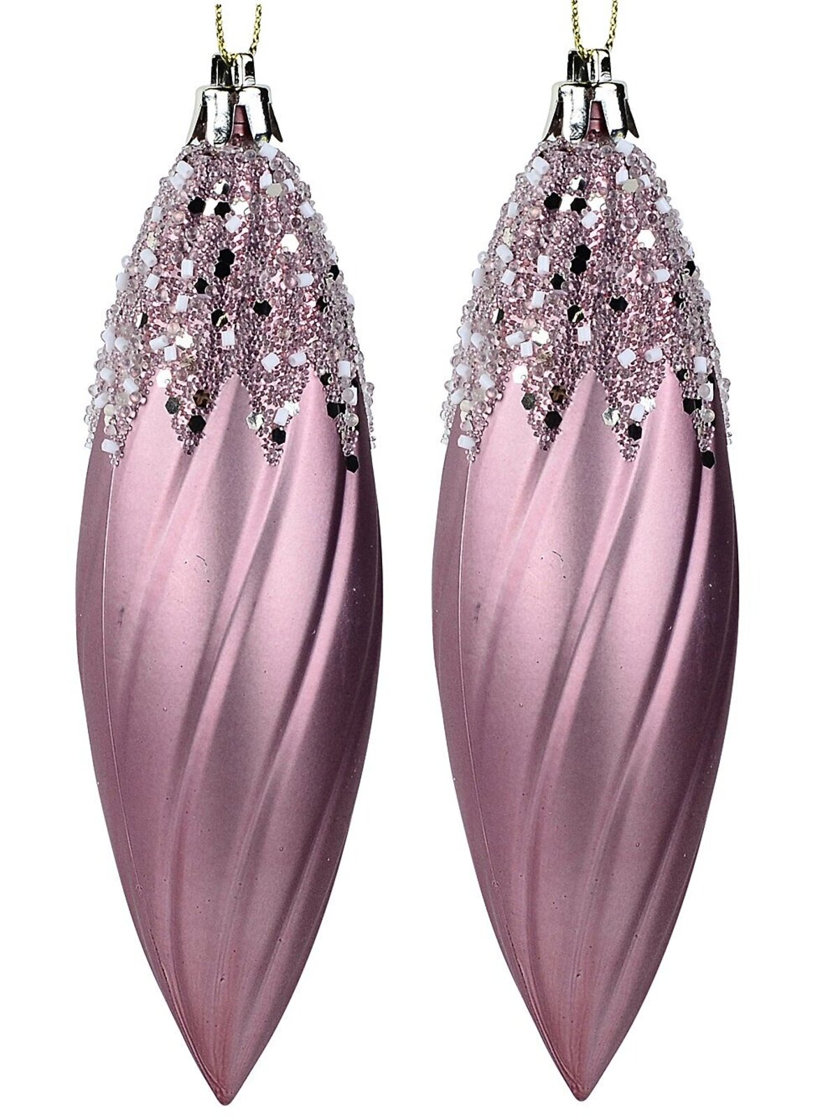 4x Rose Gold Lustrous Signature Sequin & Glitter Finial Drops | 13cm