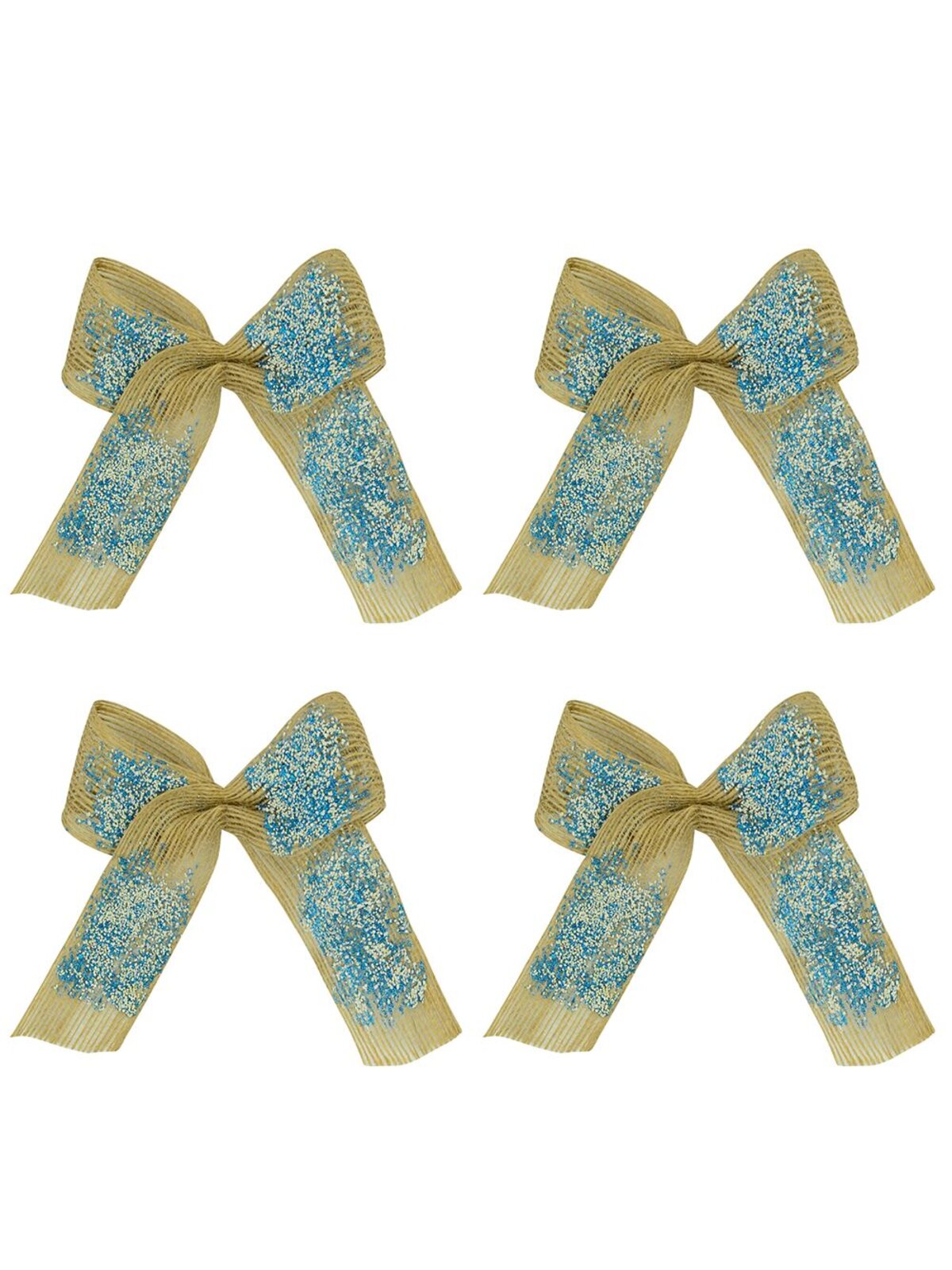 4x Silver & Turquoise Hessian Whimsical Essential Bows | 19cm