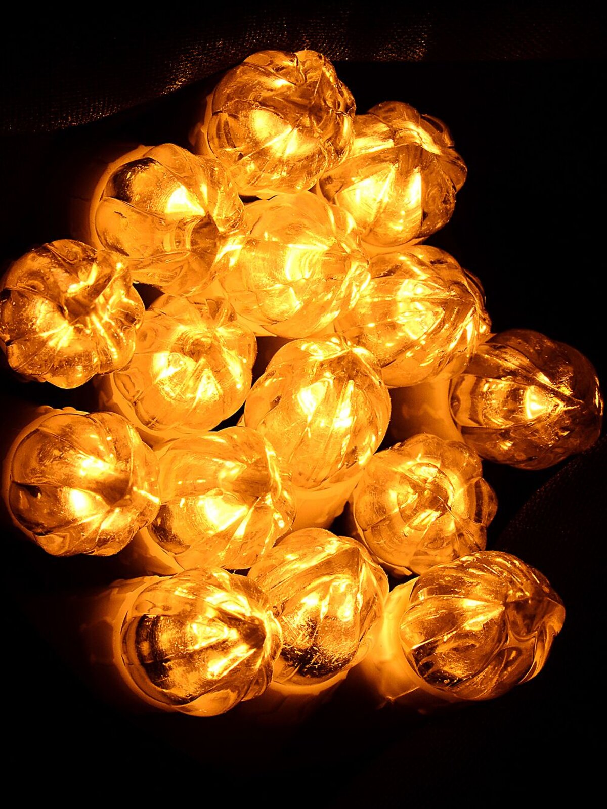 50 Warm White LED Static Flame White Christmas Candles With Clips | 4m