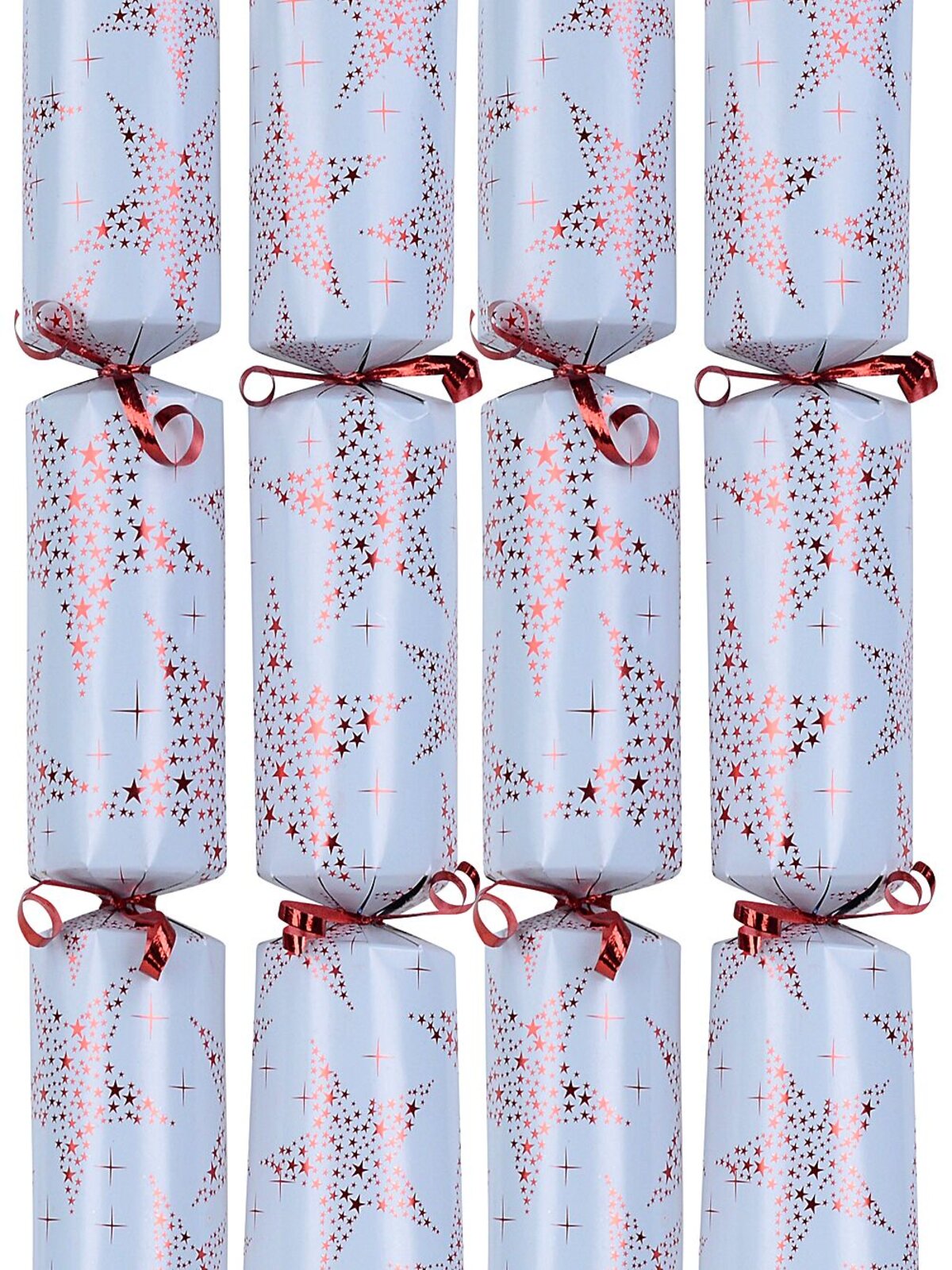 50x 30cm Red Shiny Stars Pattern On White Christmas Cracker Bon Bons