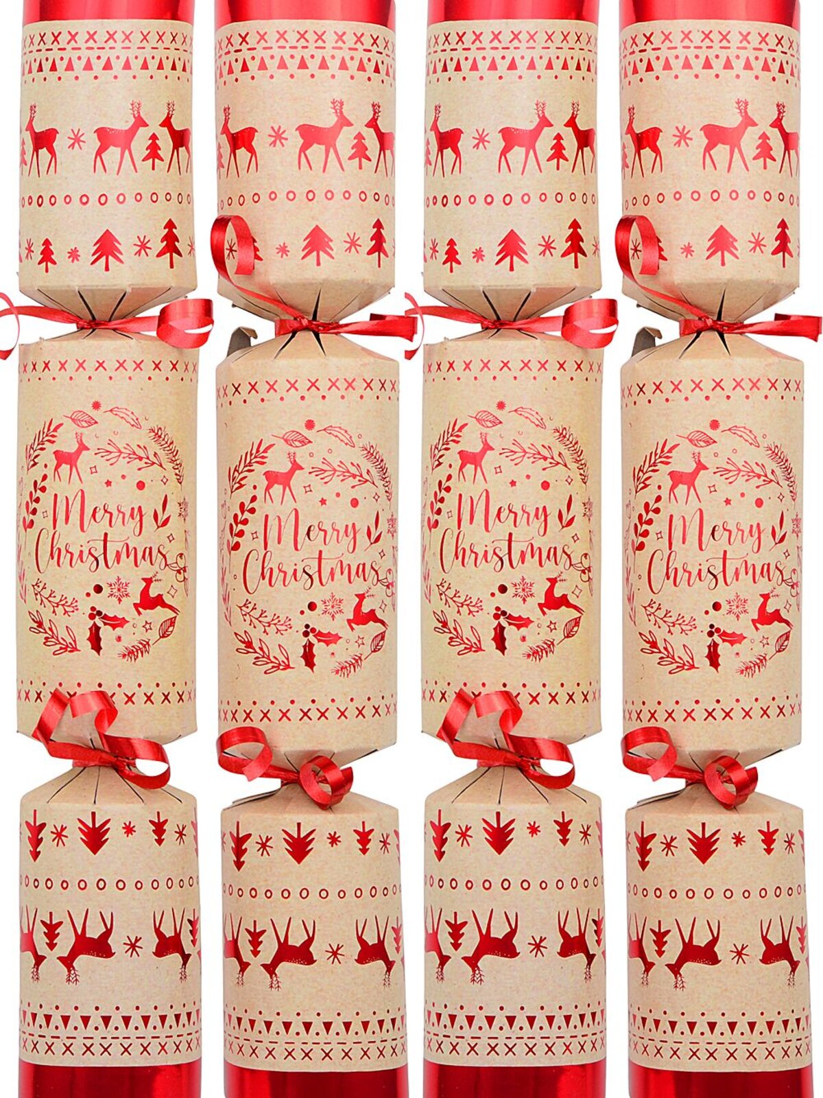 50x 31cm Tan & Cream Travertine Look With Red Christmas Icons Bon Bons