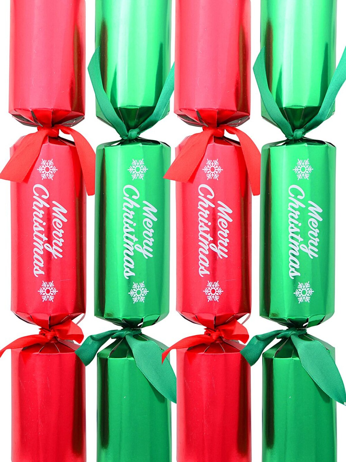 50x Red & Green Foil Merry Christmas Bon Bons (Crackers) | 29cm