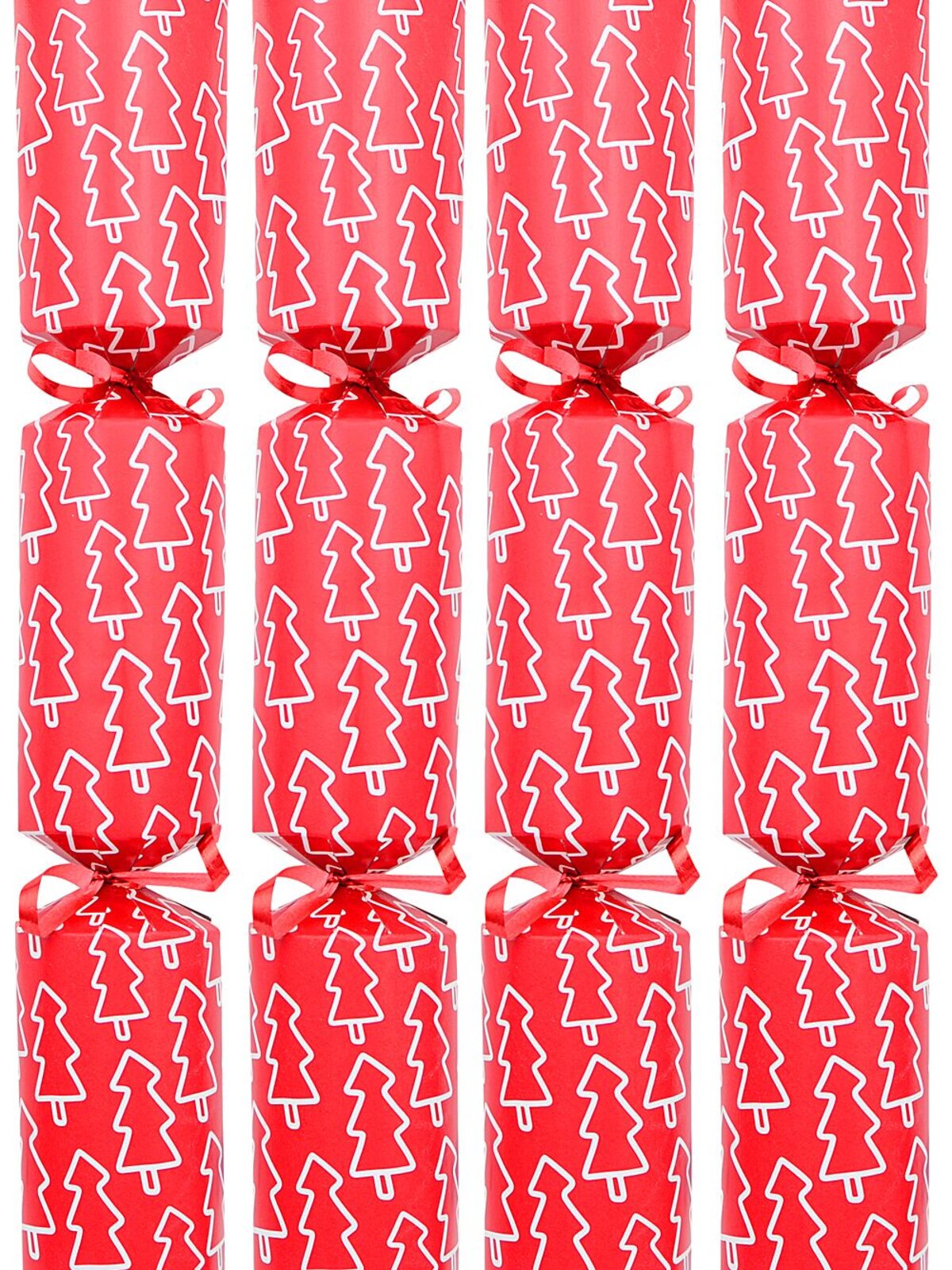 50x Red With Tree Silhouettes Pattern Christmas Bon Bons (Crackers) | 31cm