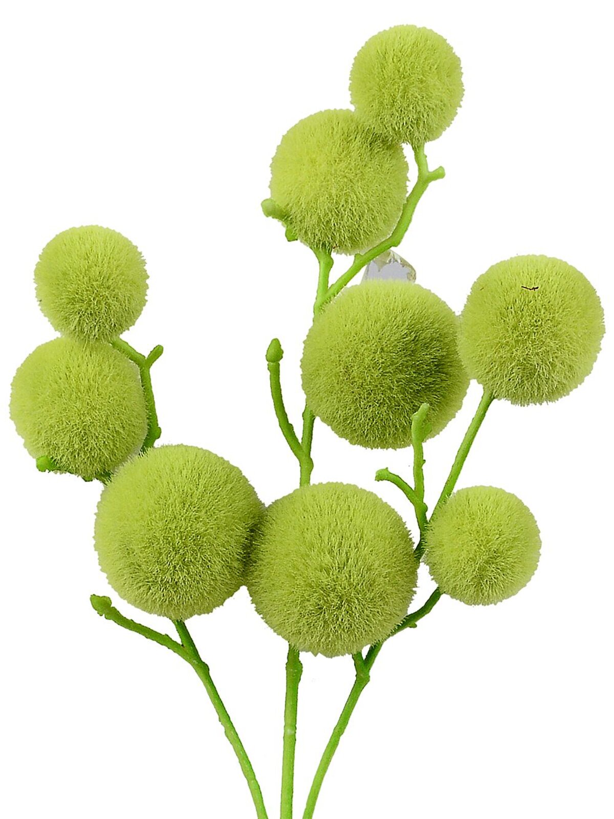 Light Lime Green Flocked Ball Bauble Christmas Stem | 52cm